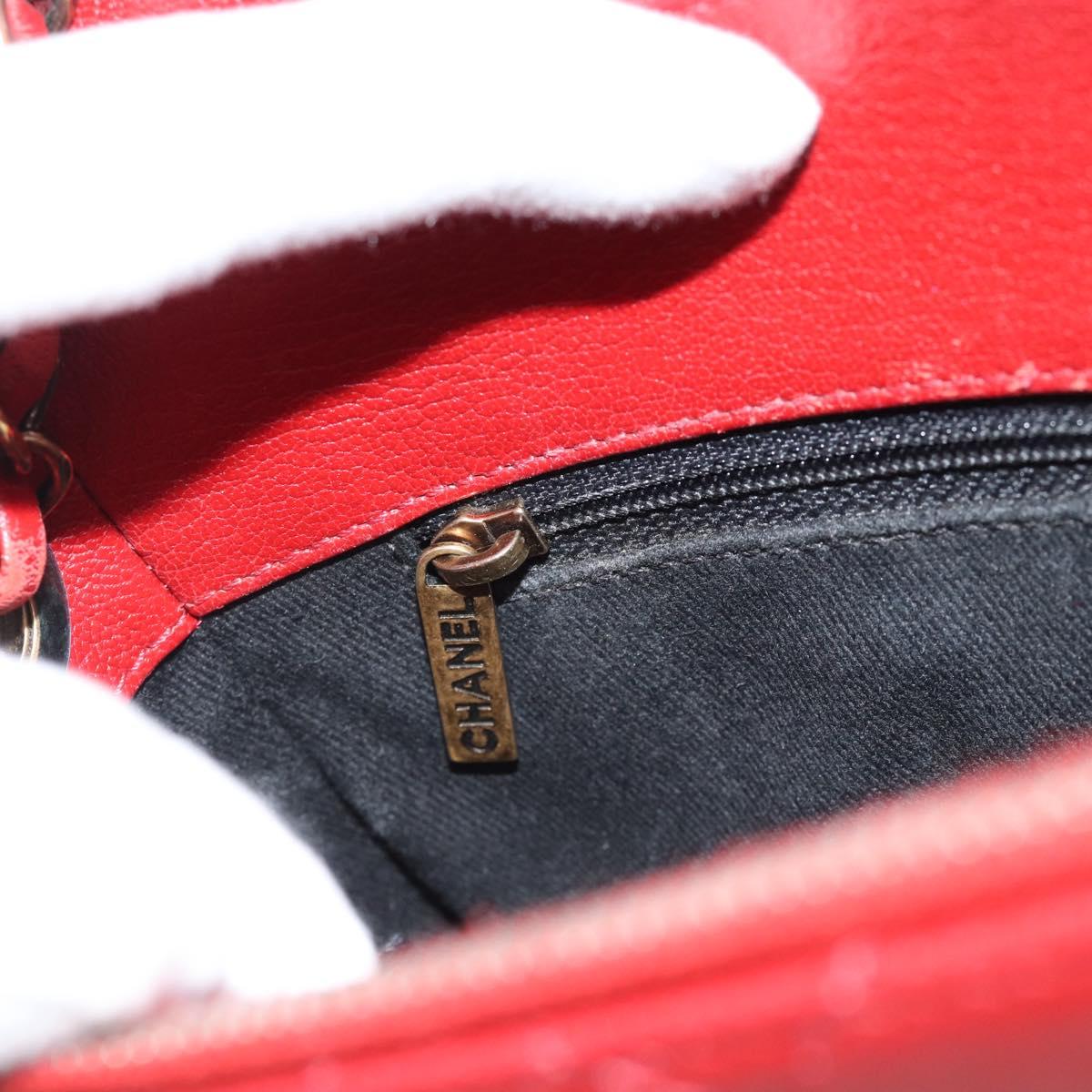 CHANEL Chain Shoulder Bag Calf Skin Red CC Auth ka4671M