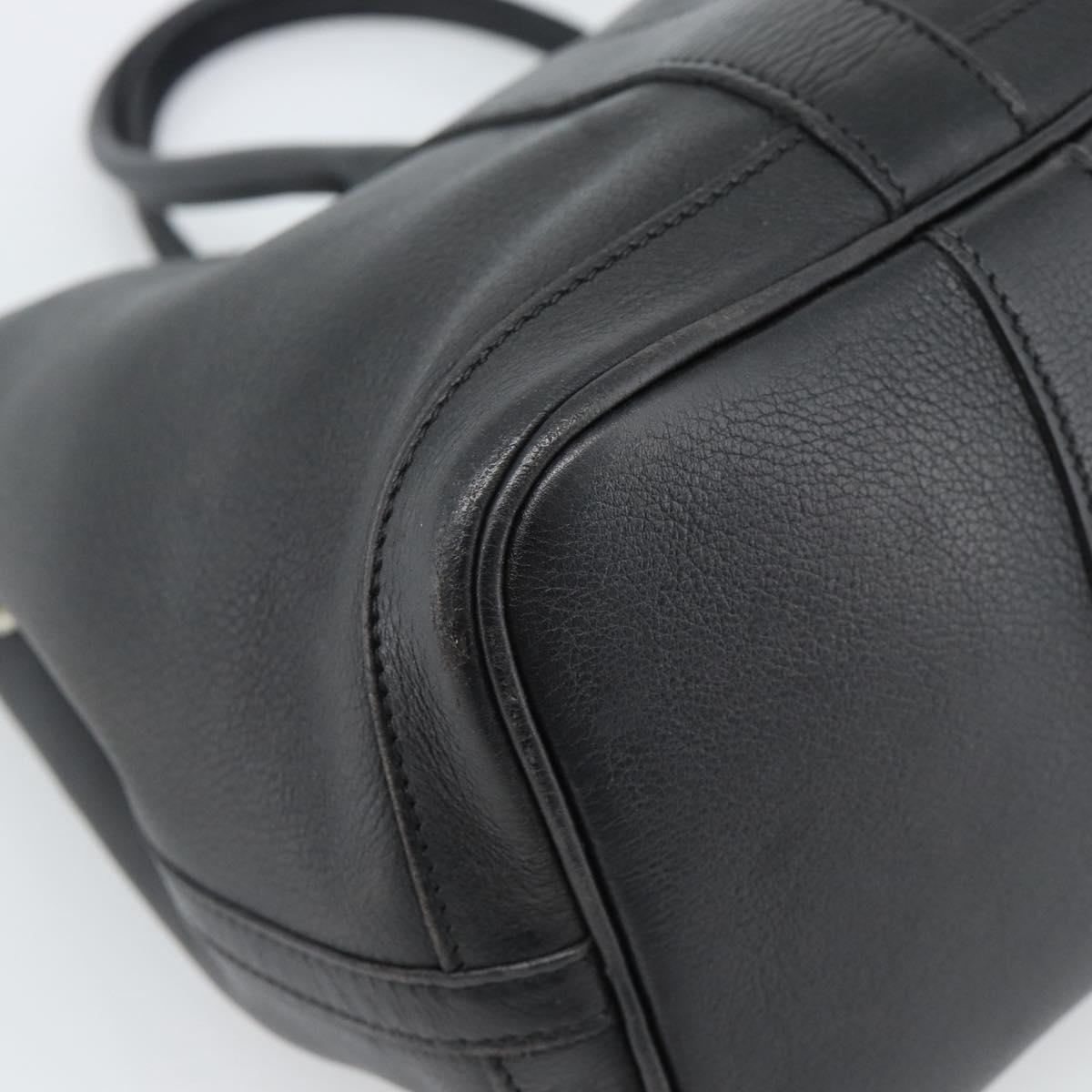 HERMES Garden Twily TPM Hand Bag Leather Black Silver Auth ka4672