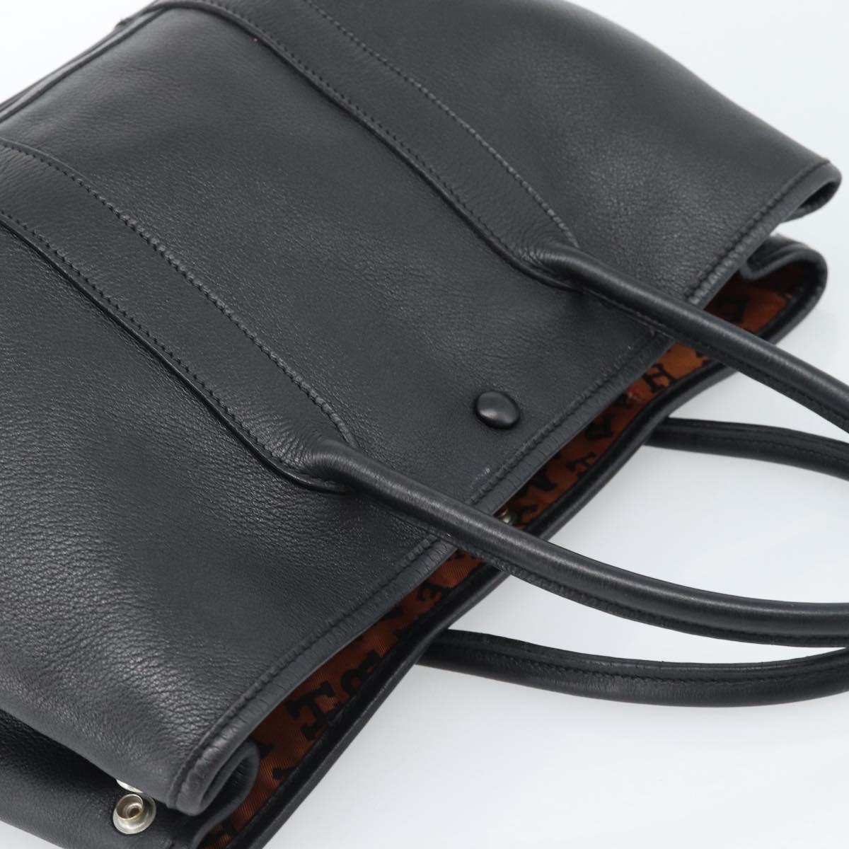 HERMES Garden Twily TPM Hand Bag Leather Black Silver Auth ka4672