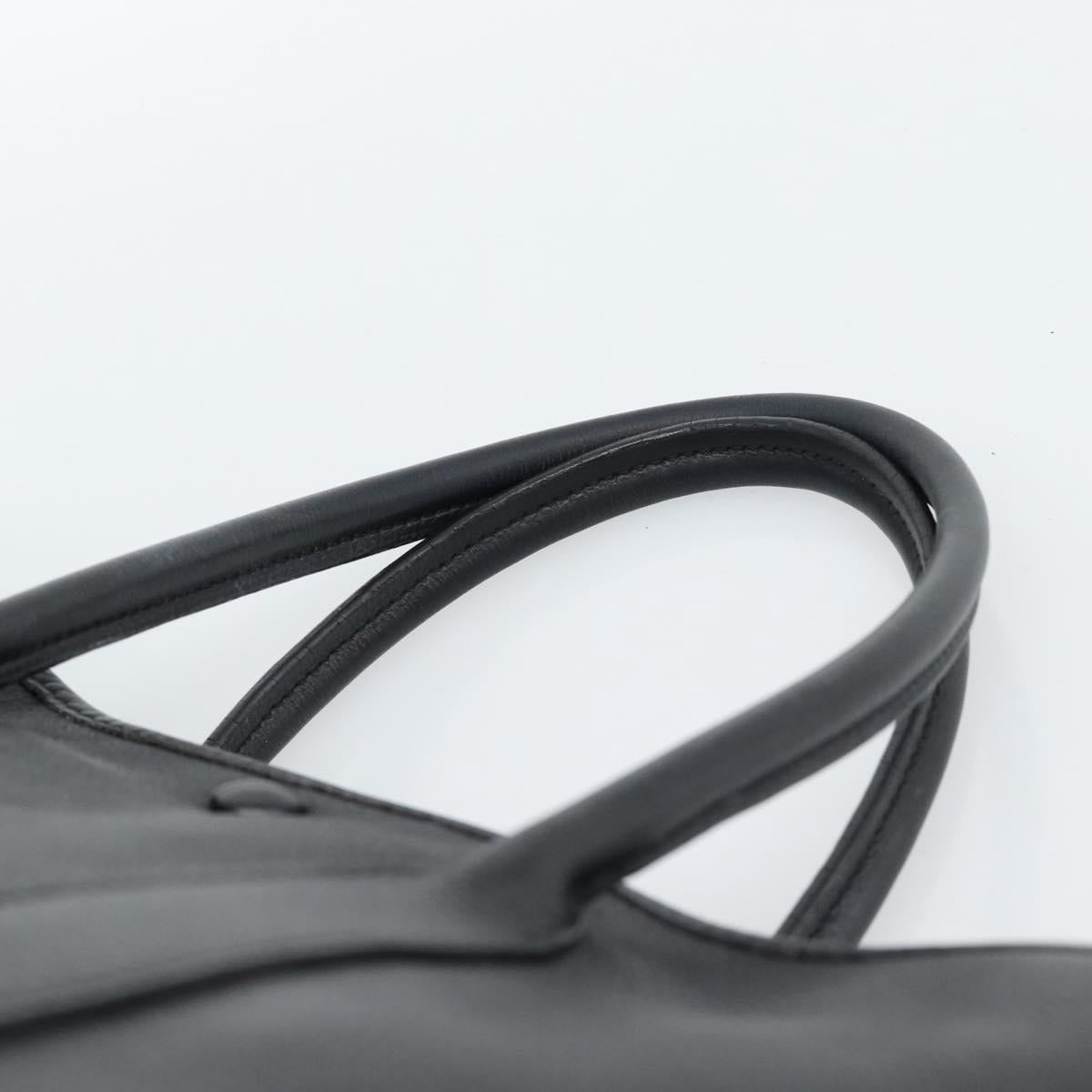 HERMES Garden Twily TPM Hand Bag Leather Black Silver Auth ka4672
