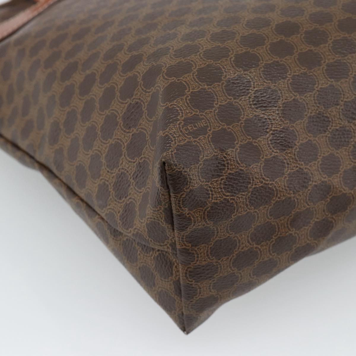 CELINE Macadam Canvas Tote Bag PVC Leather Brown Gold Auth ka4675