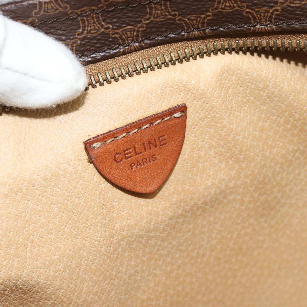 CELINE Macadam Canvas Tote Bag PVC Leather Brown Gold Auth ka4675