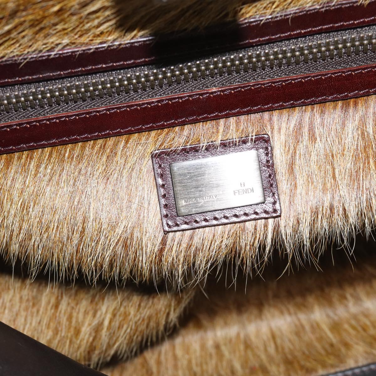 FENDI Peek A Boo Large Hand Bag Leather 2way Beige Auth ka4679