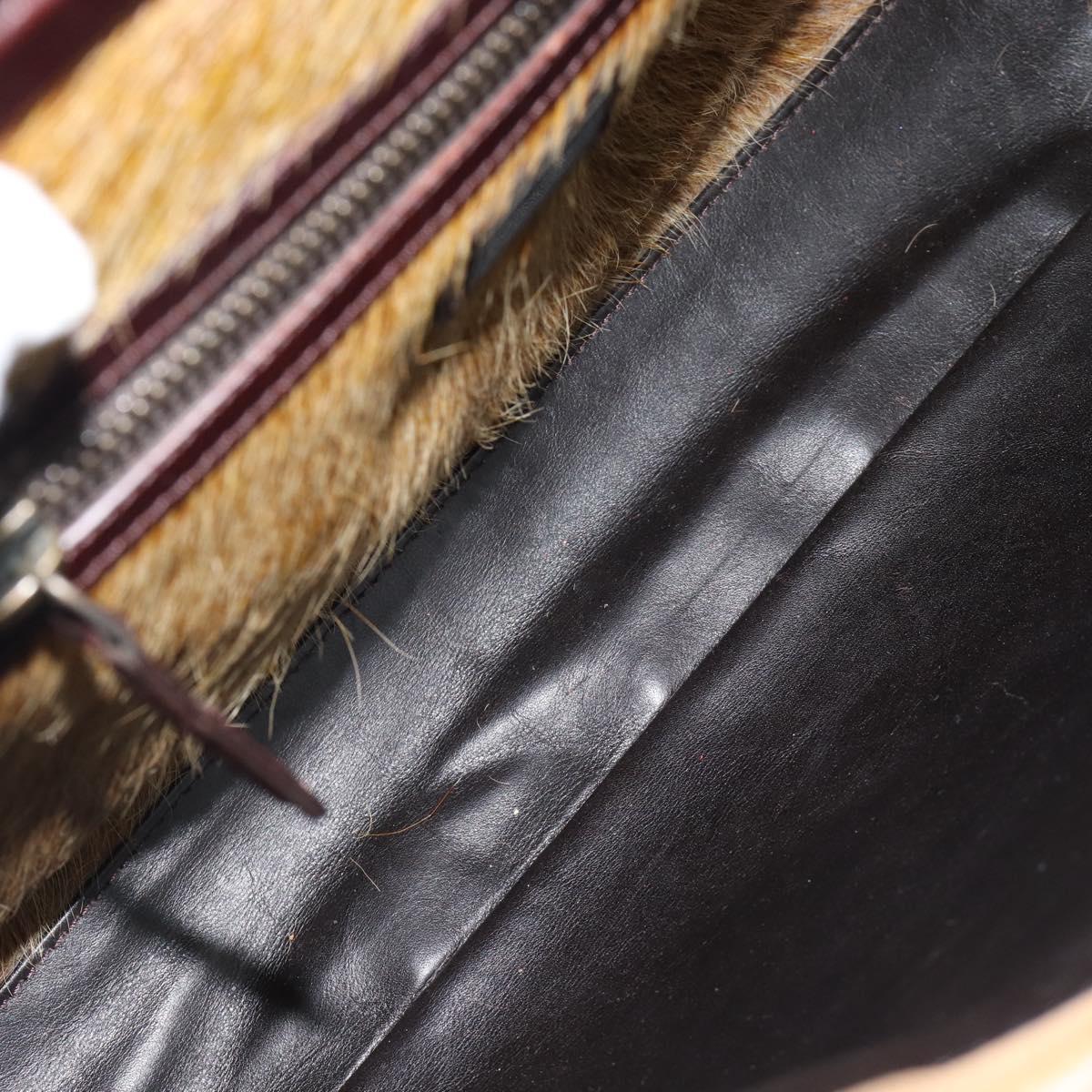 FENDI Peek A Boo Large Hand Bag Leather 2way Beige Auth ka4679