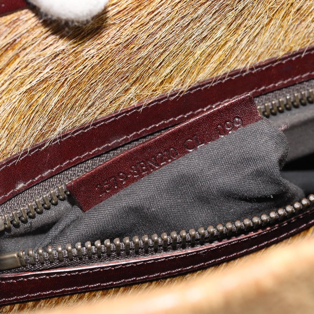 FENDI Peek A Boo Large Hand Bag Leather 2way Beige Auth ka4679