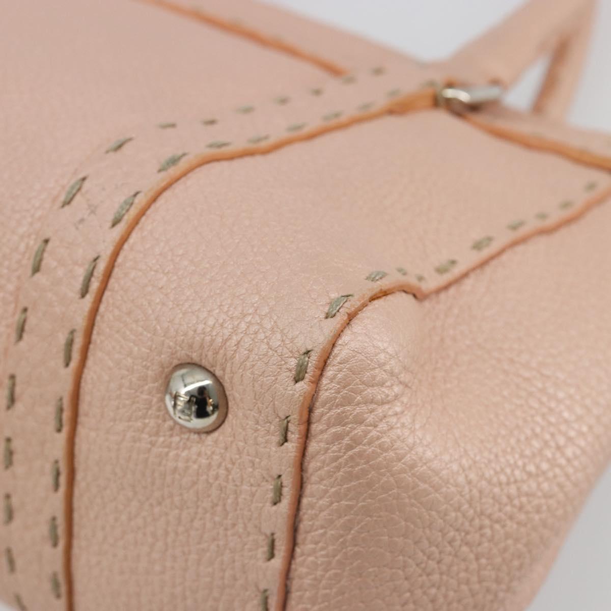 FENDI Celeria Hand Bag Leather Pink Silver Auth ka4687A