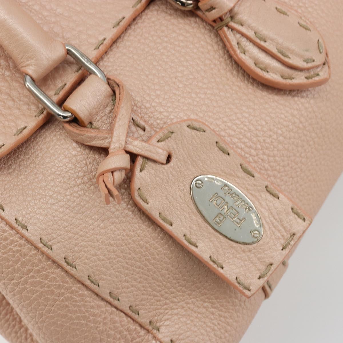 FENDI Celeria Hand Bag Leather Pink Silver Auth ka4687A