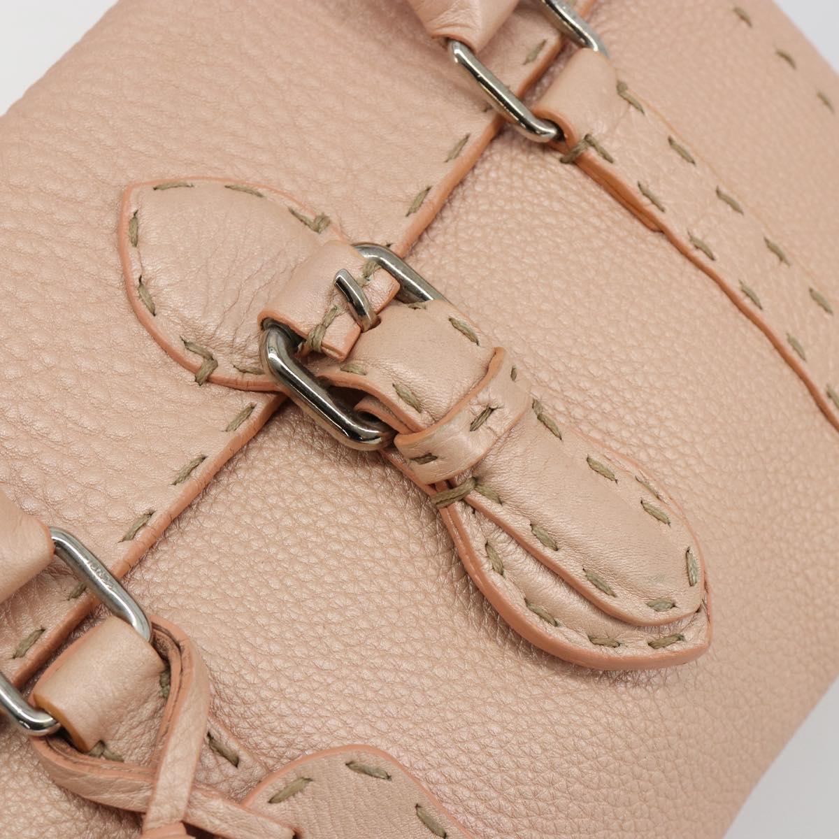 FENDI Celeria Hand Bag Leather Pink Silver Auth ka4687A