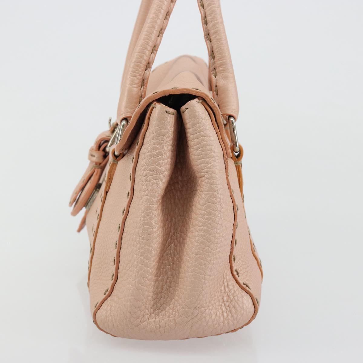 FENDI Celeria Hand Bag Leather Pink Silver Auth ka4687A