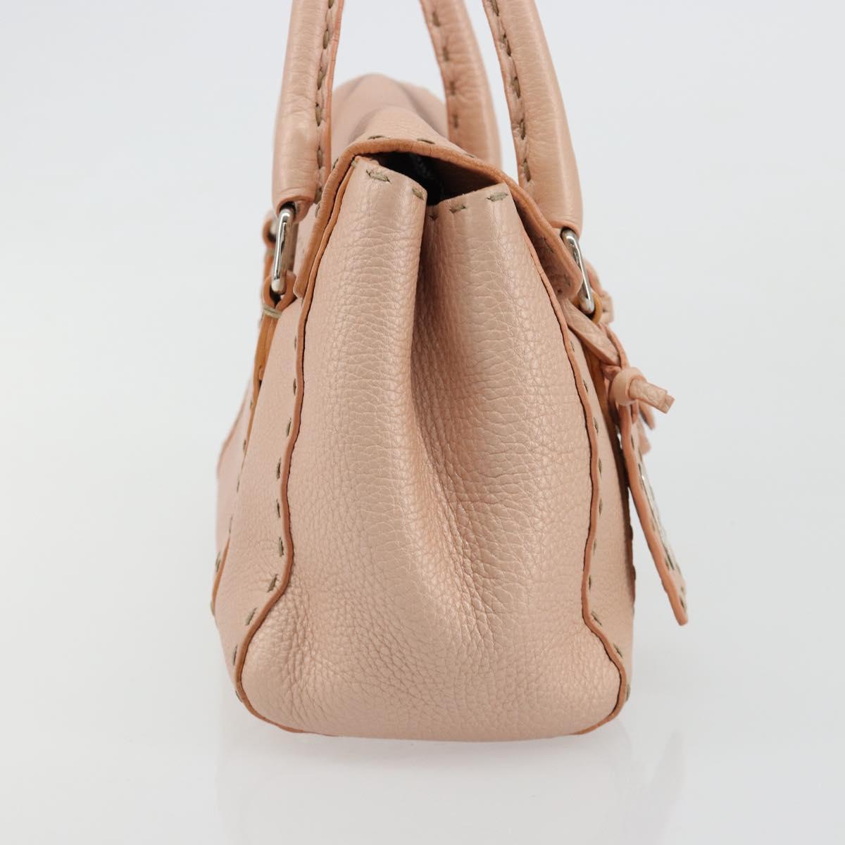 FENDI Celeria Hand Bag Leather Pink Silver Auth ka4687A
