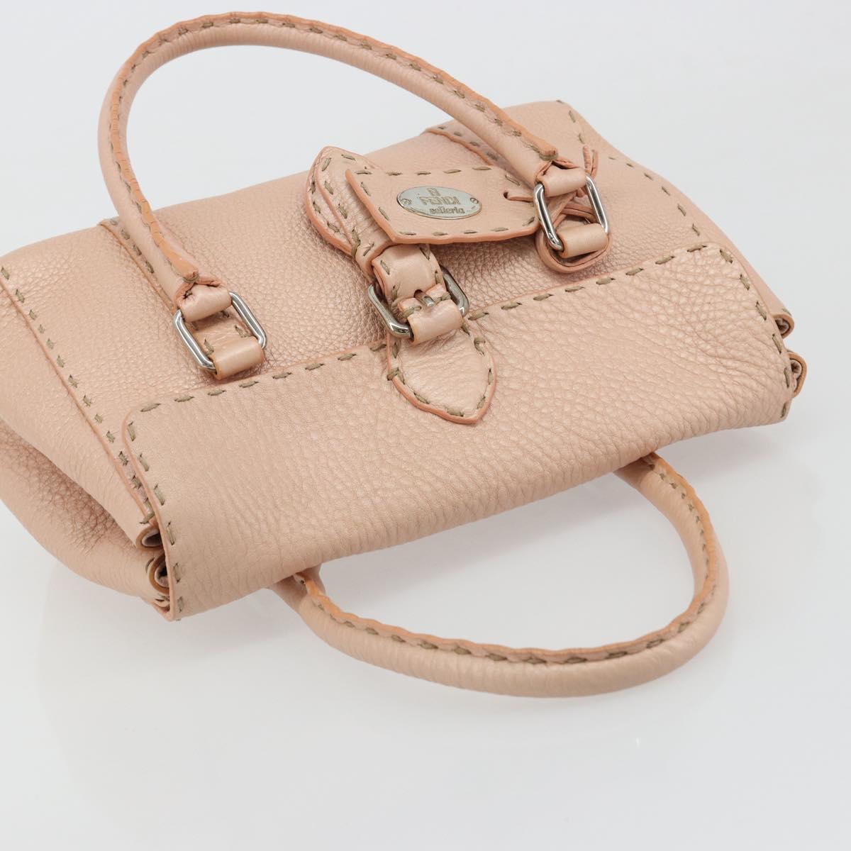 FENDI Celeria Hand Bag Leather Pink Silver Auth ka4687A