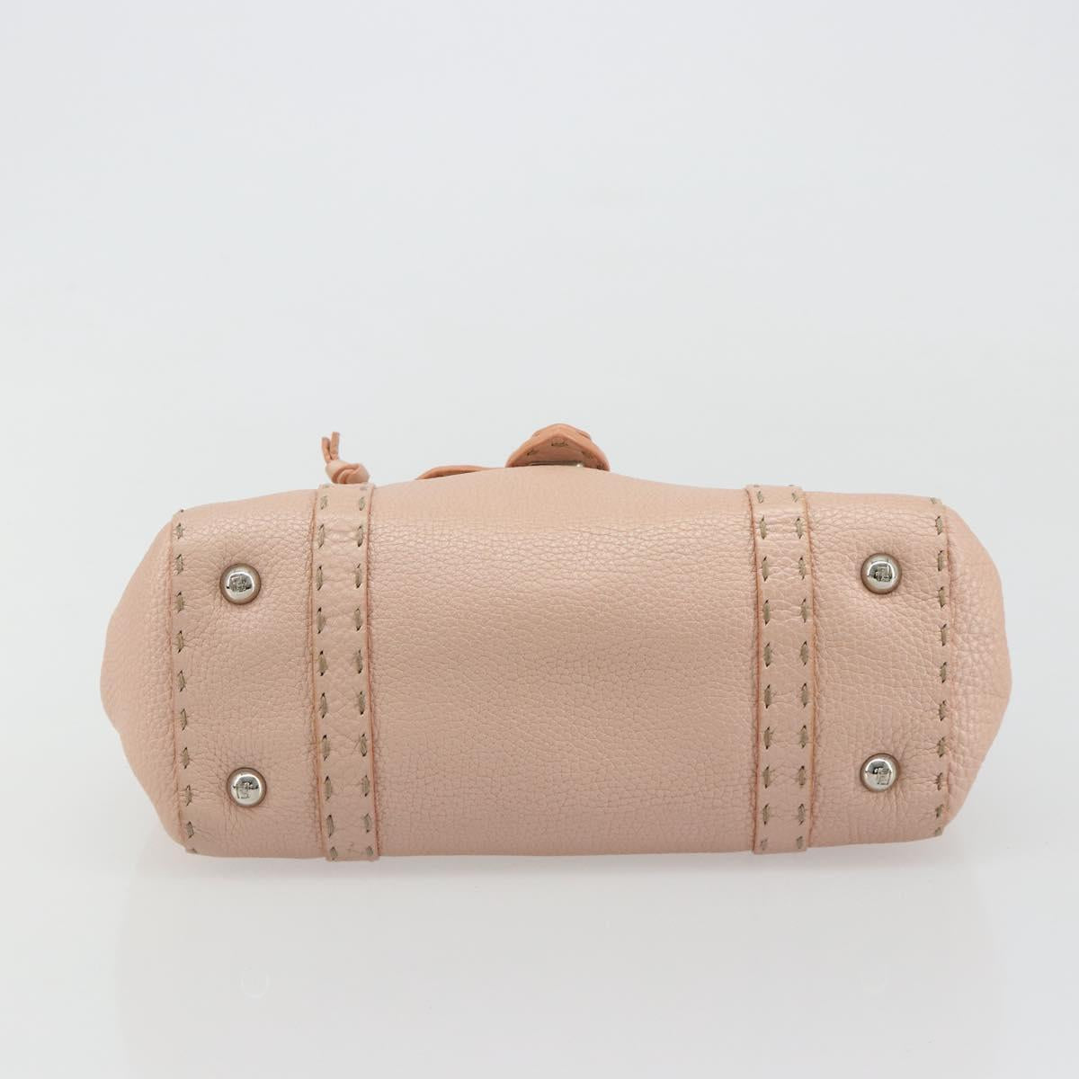 FENDI Celeria Hand Bag Leather Pink Silver Auth ka4687A