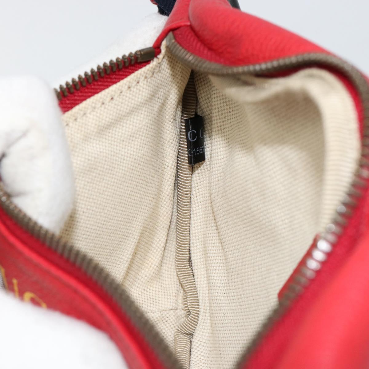 GUCCI Sherry Line Waist bag Leather Red Navy 527792 Auth ka4692A