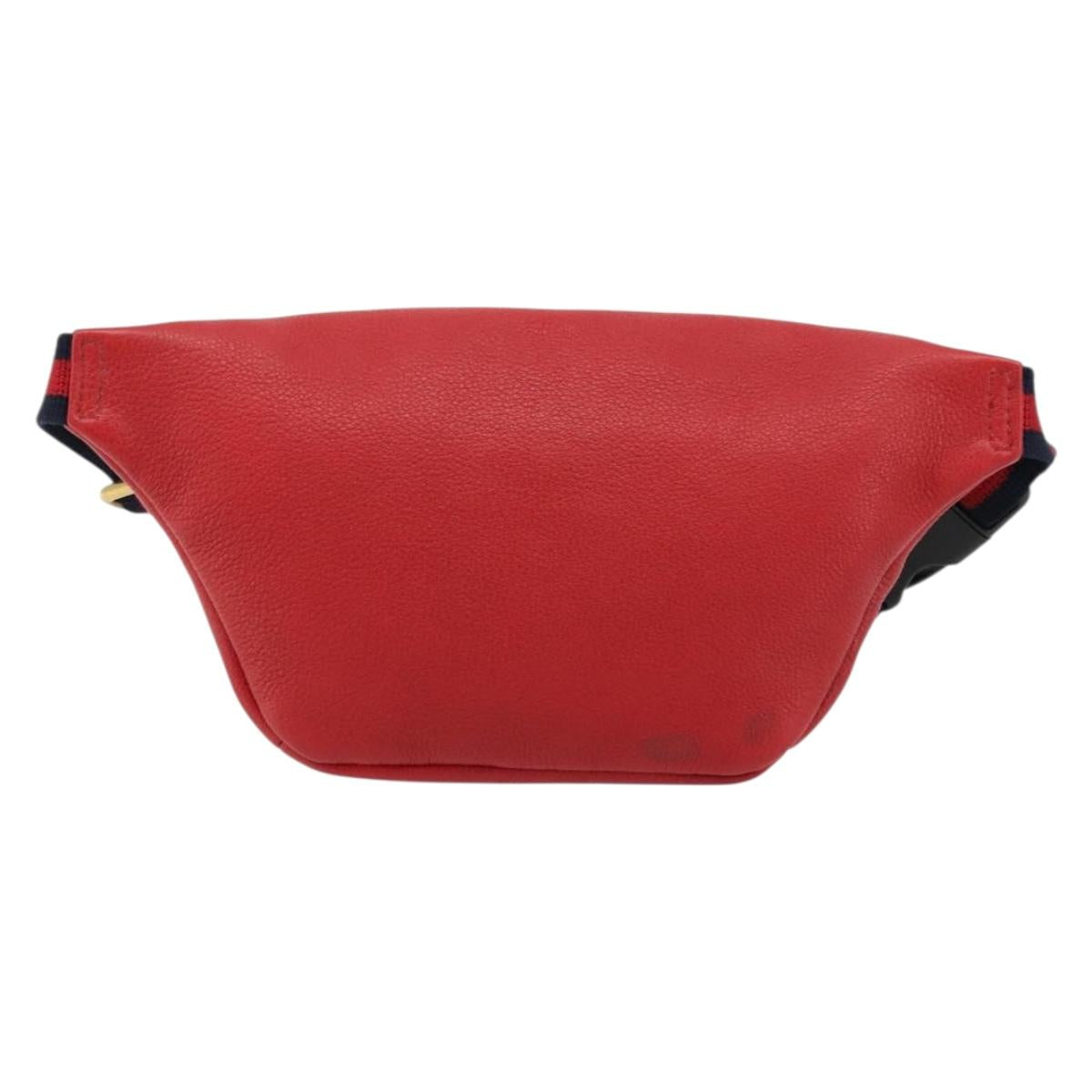 GUCCI Sherry Line Waist bag Leather Red Navy 527792 Auth ka4692A
