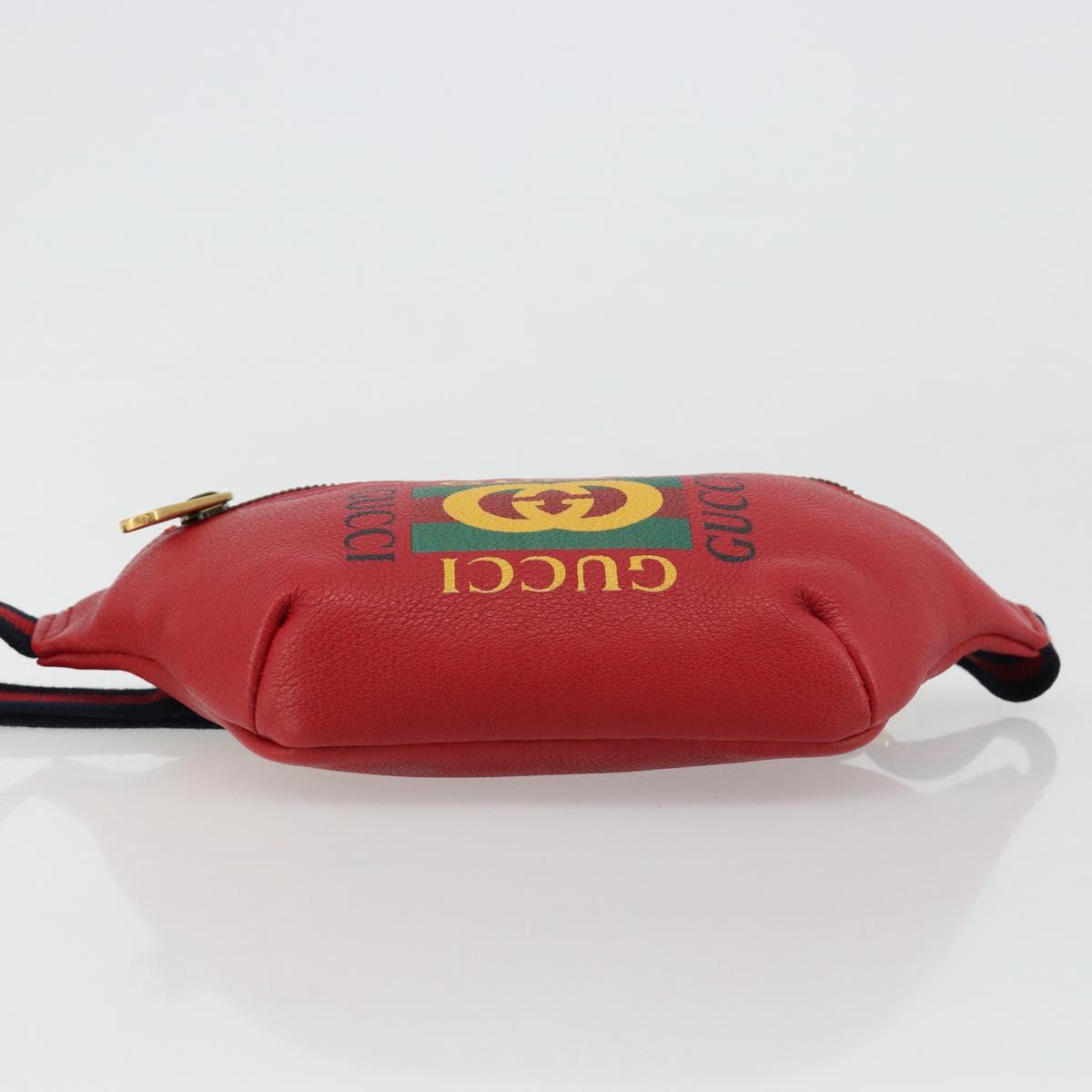 GUCCI Sherry Line Waist bag Leather Red Navy 527792 Auth ka4692A