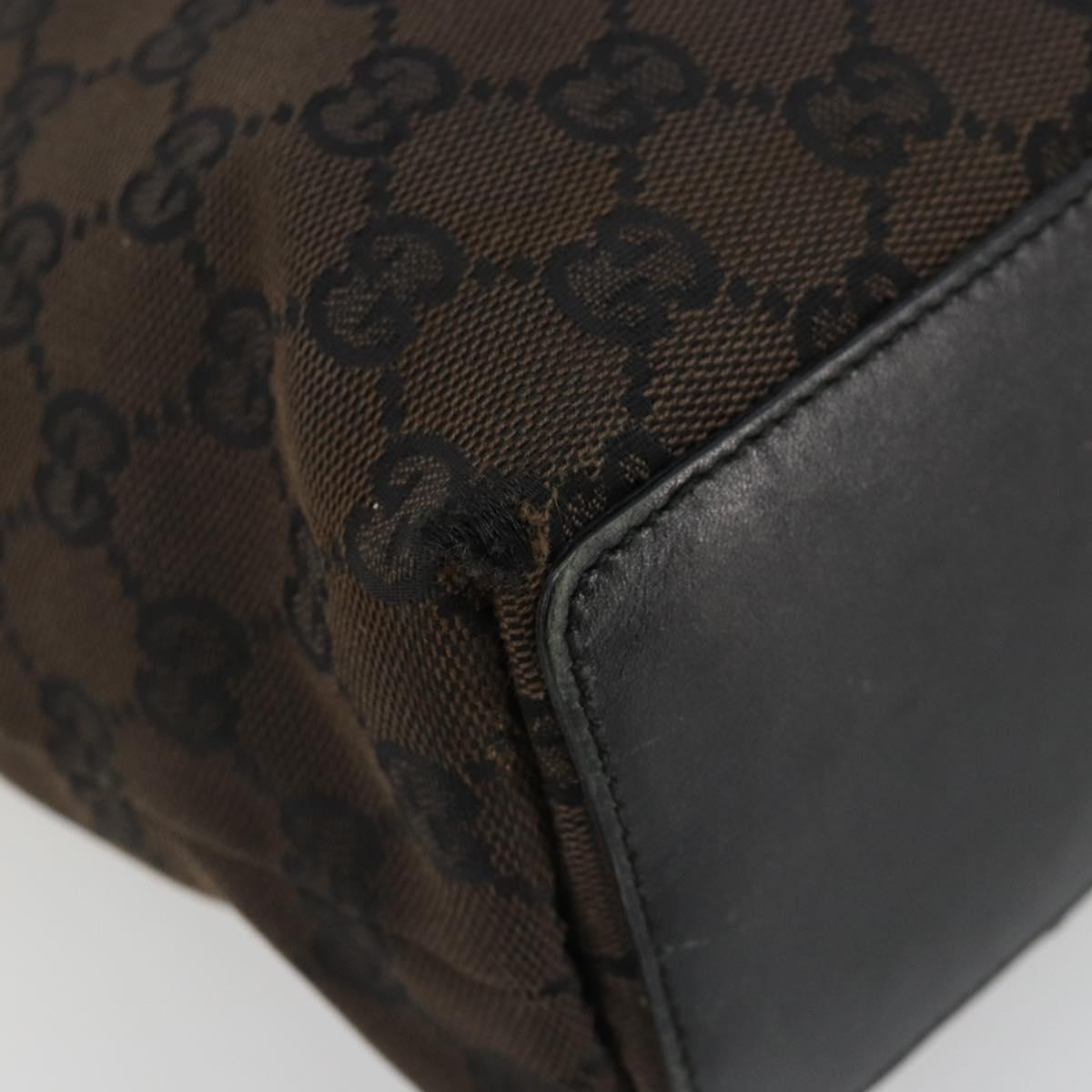 GUCCI GG Canvas Hand Bag Black Gold 002 1099 Auth ka4695