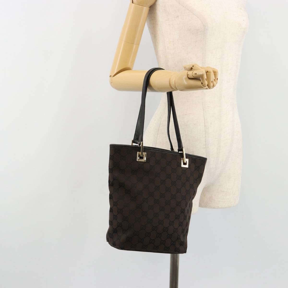 GUCCI GG Canvas Hand Bag Black Gold 002 1099 Auth ka4695