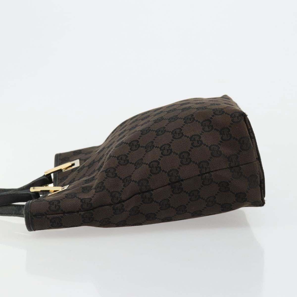 GUCCI GG Canvas Hand Bag Black Gold 002 1099 Auth ka4695