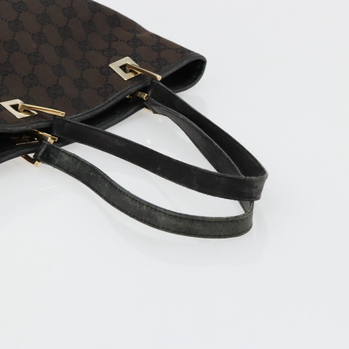 GUCCI GG Canvas Hand Bag Black Gold 002 1099 Auth ka4695