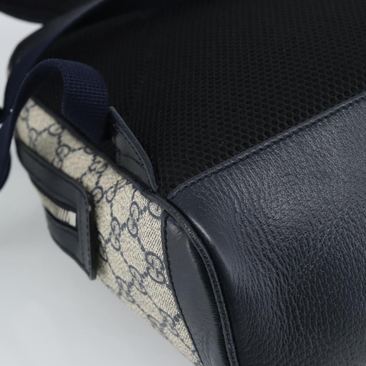 GUCCI GG Supreme Sherry Line Backpack PVC Navy Silver Red 547965 Auth ka4697SAM