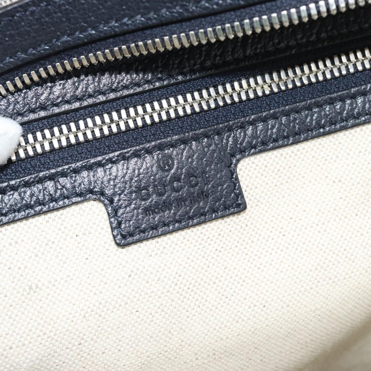 GUCCI GG Supreme Sherry Line Backpack PVC Navy Silver Red 547965 Auth ka4697SAM