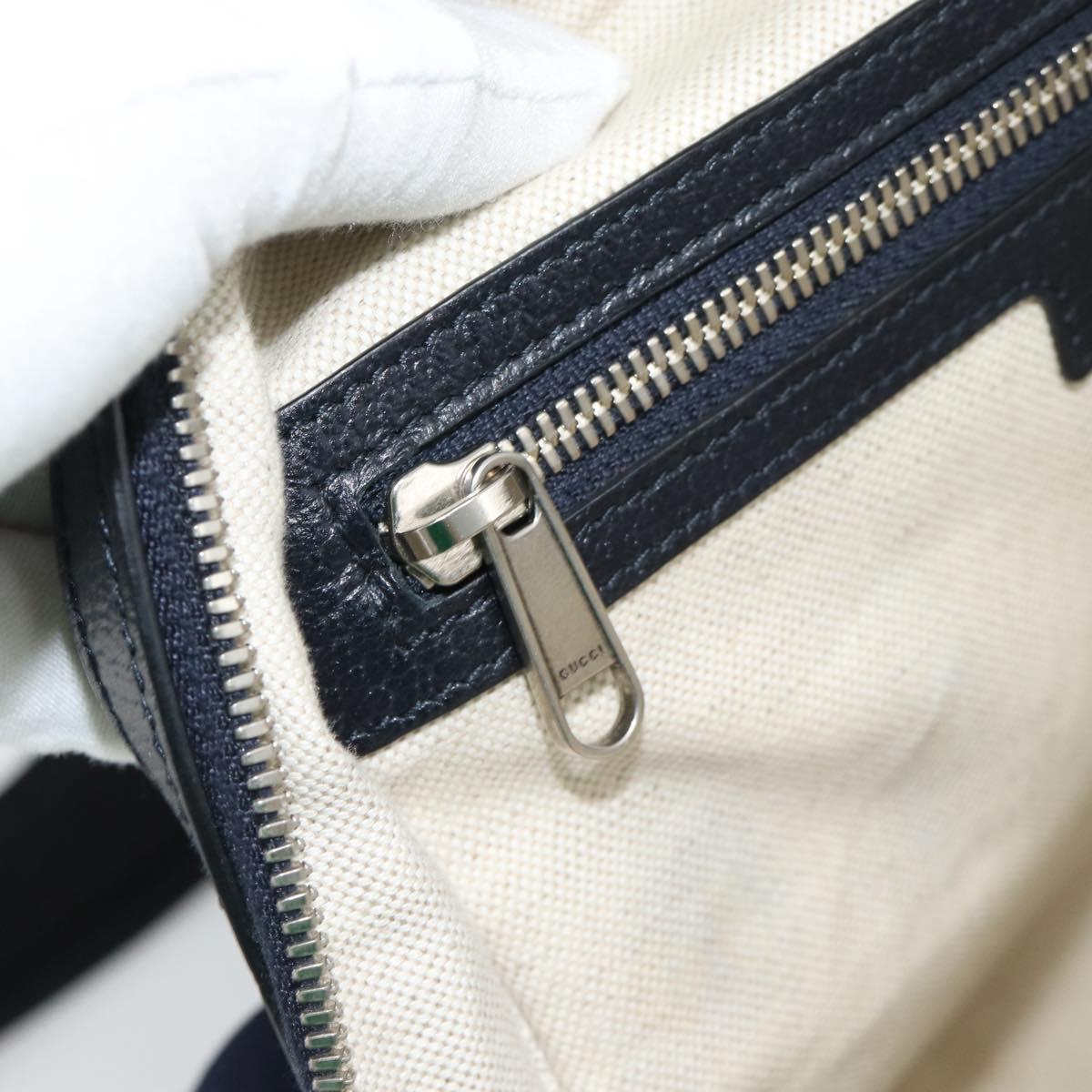 GUCCI GG Supreme Sherry Line Backpack PVC Navy Silver Red 547965 Auth ka4697SAM