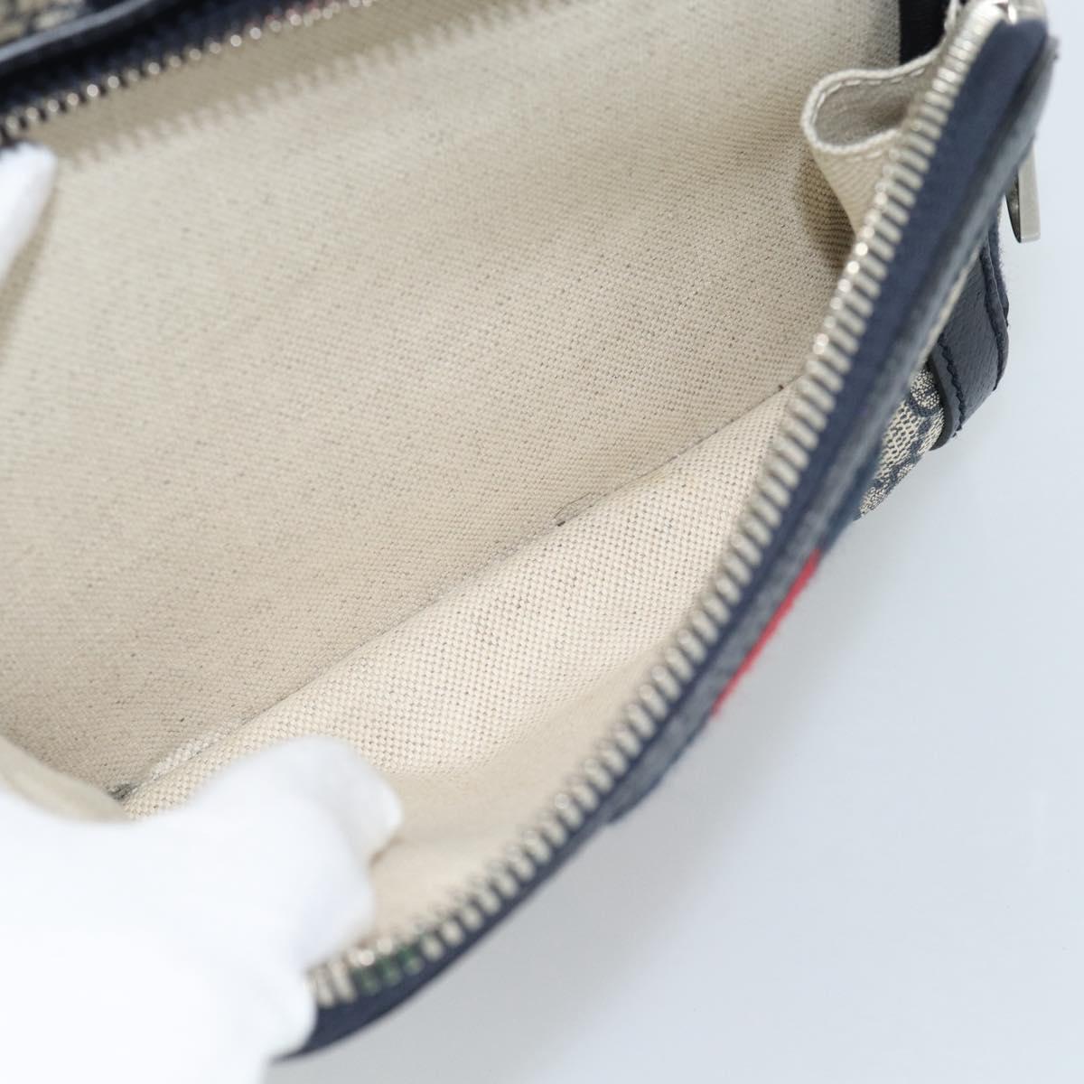 GUCCI GG Supreme Sherry Line Backpack PVC Navy Silver Red 547965 Auth ka4697SAM