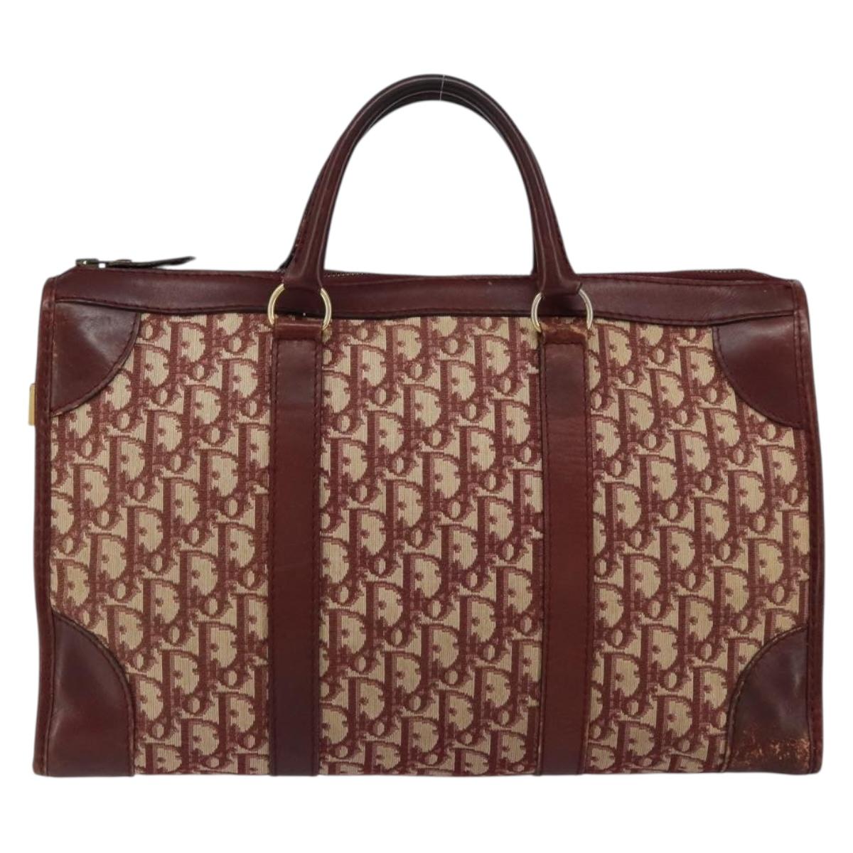 Christian Dior Trotter Canvas Hand Bag Red Gold Auth ka470