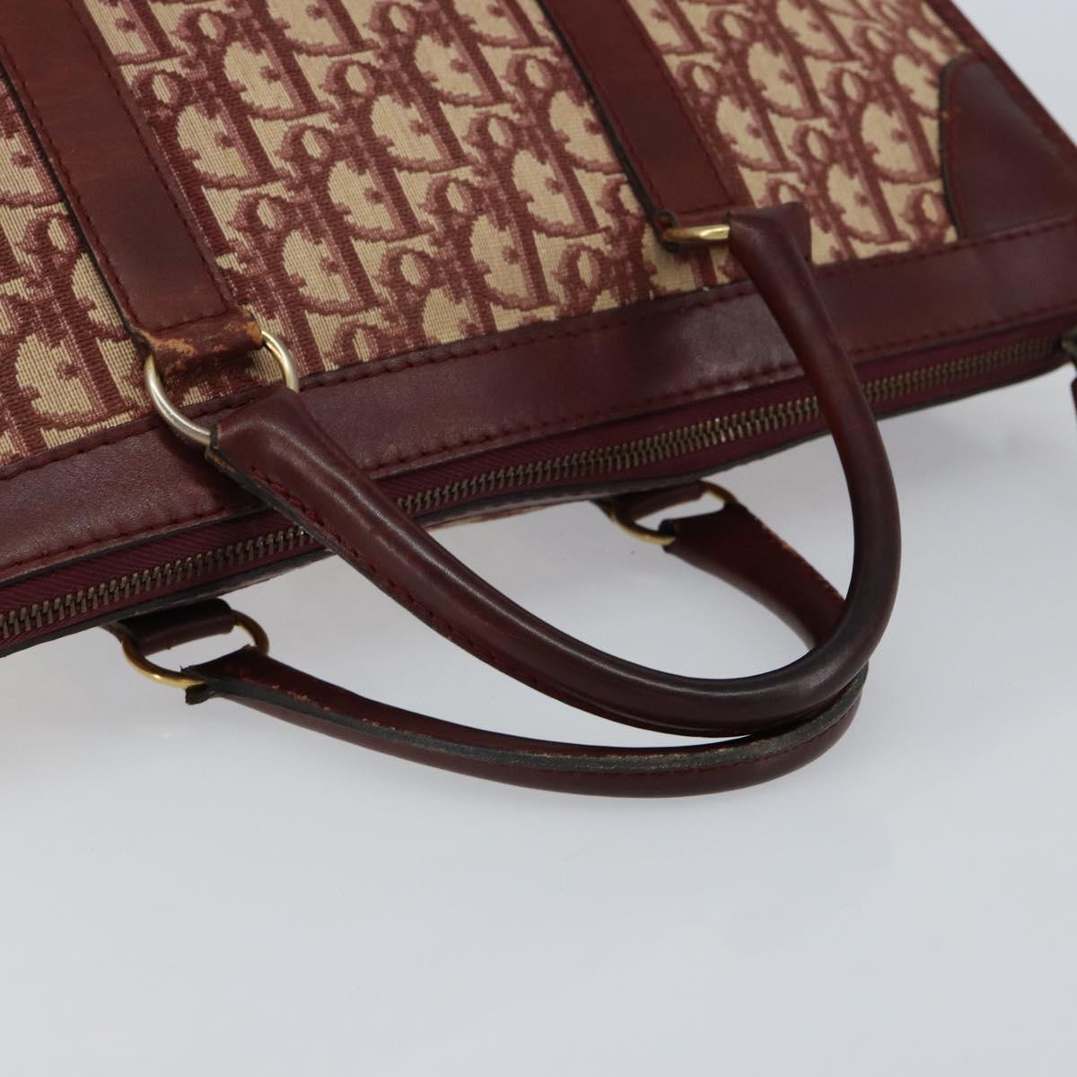 Christian Dior Trotter Canvas Hand Bag Red Gold Auth ka470