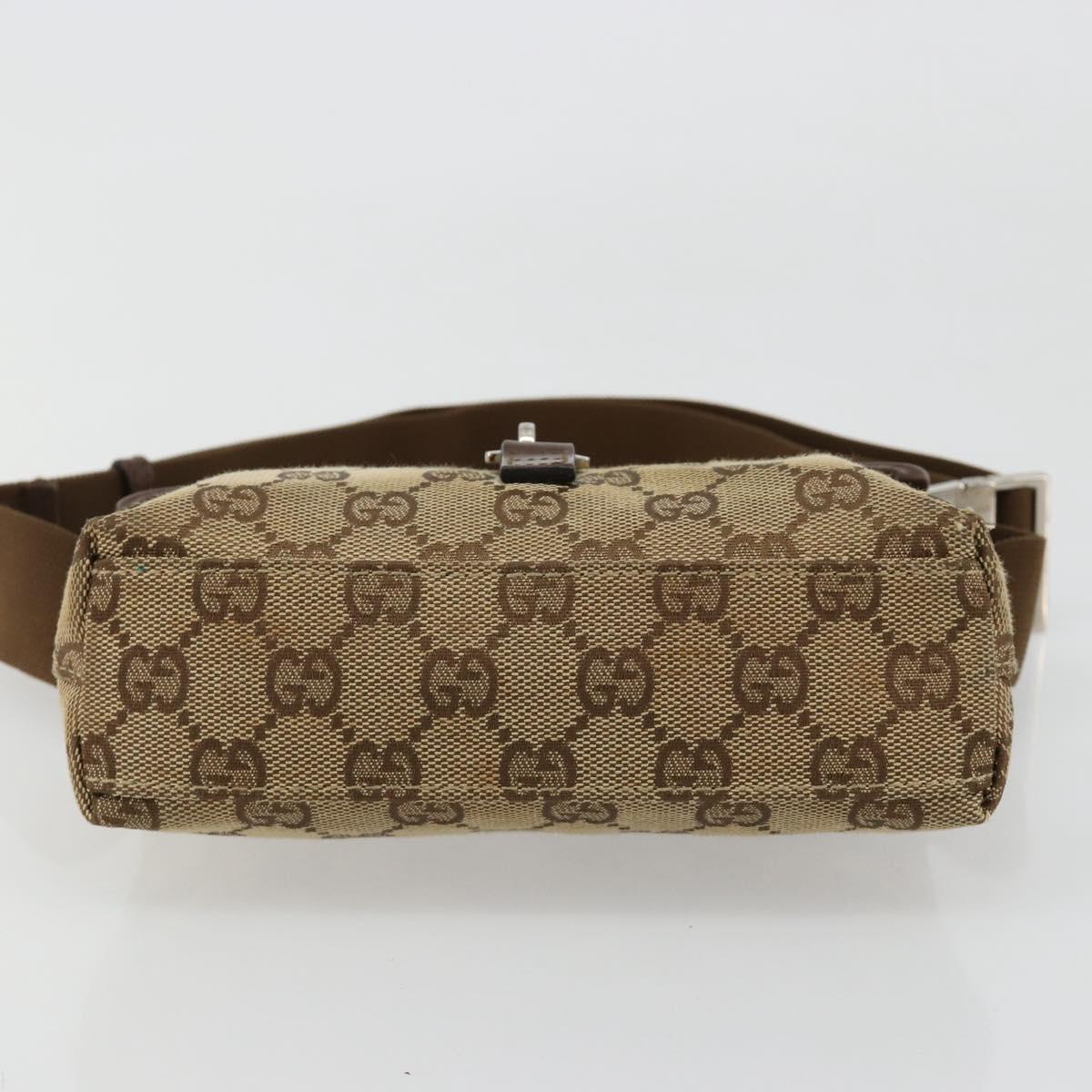 GUCCI GG Canvas Waist bag Beige Silver 92543 Auth ka4700