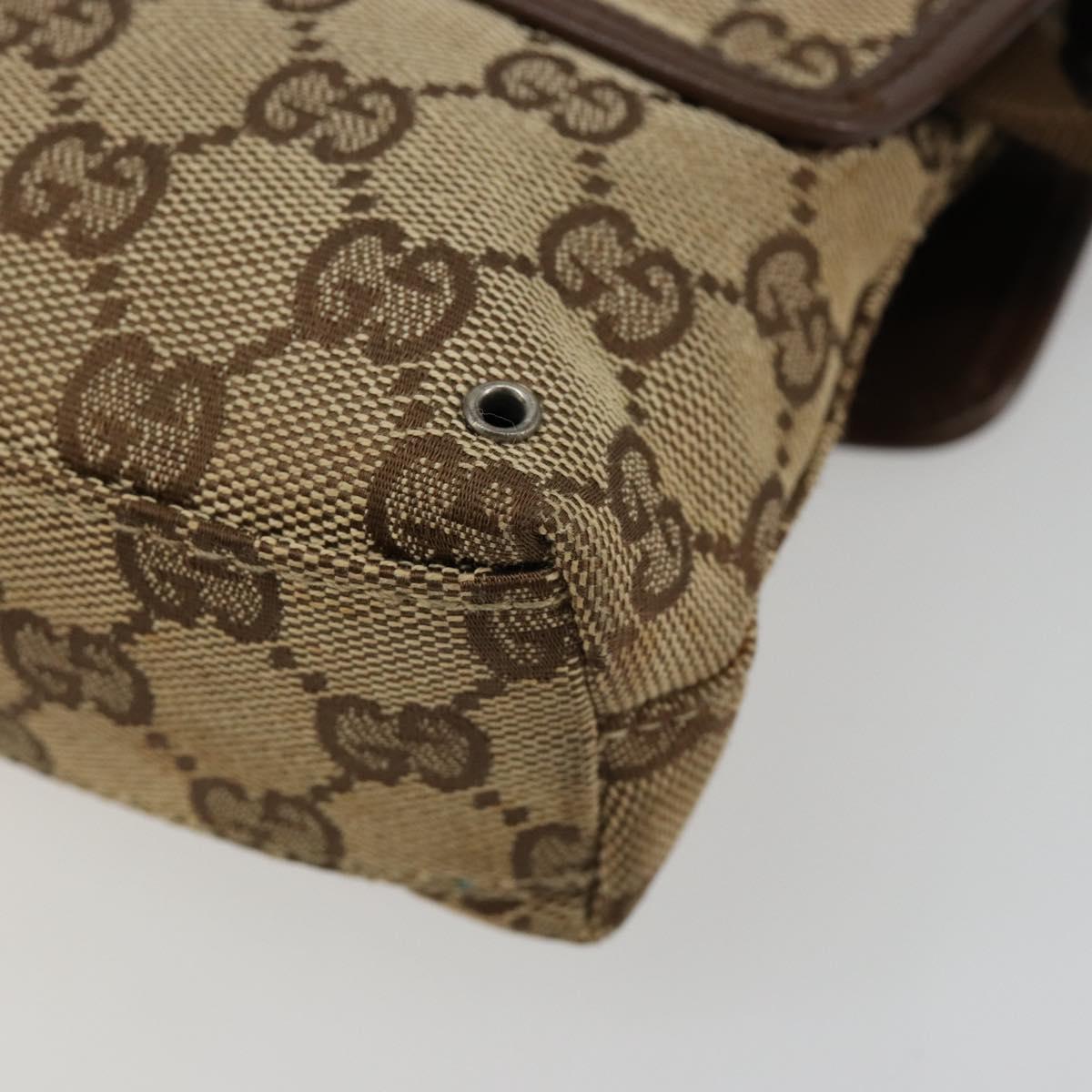 GUCCI GG Canvas Waist bag Beige Silver 92543 Auth ka4700