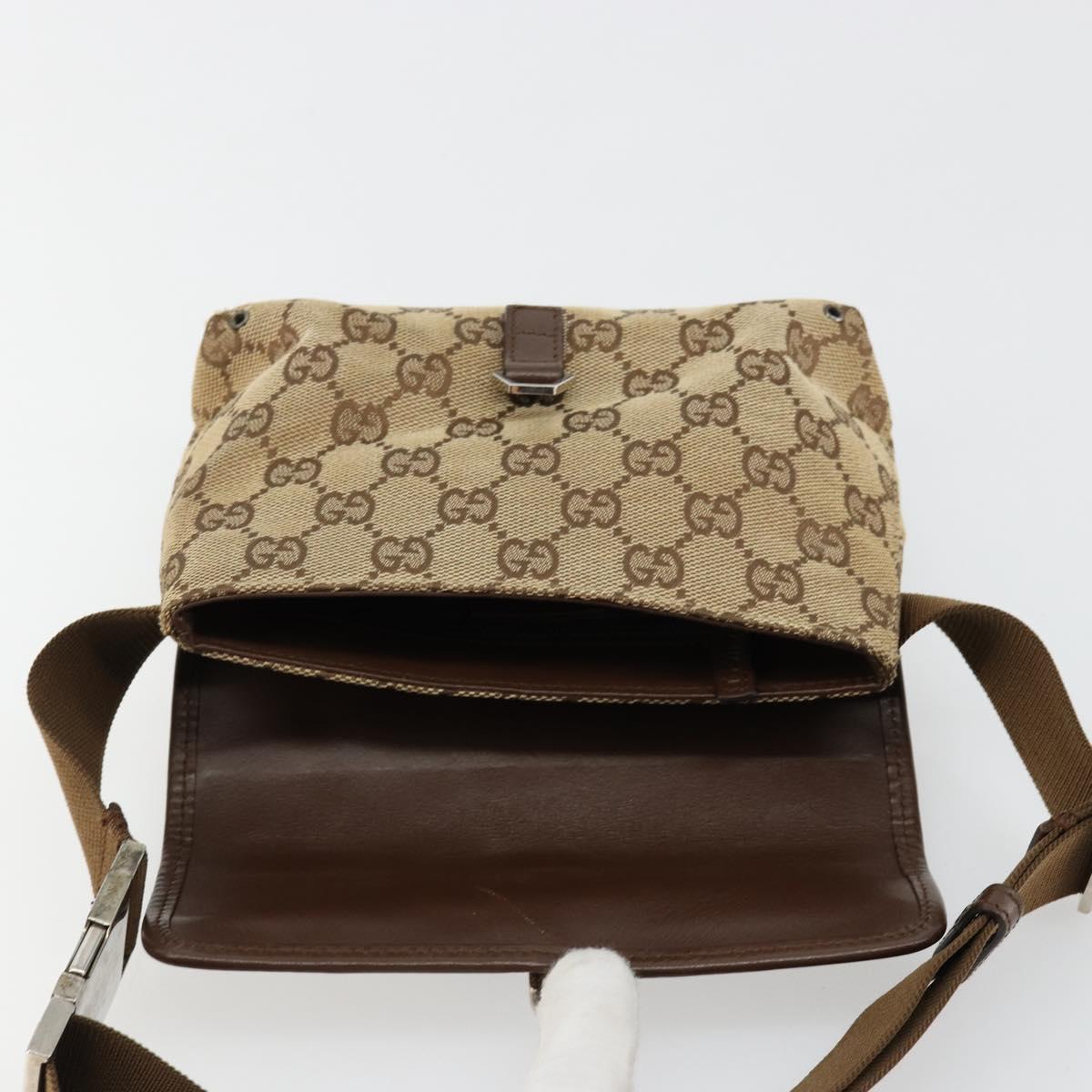 GUCCI GG Canvas Waist bag Beige Silver 92543 Auth ka4700