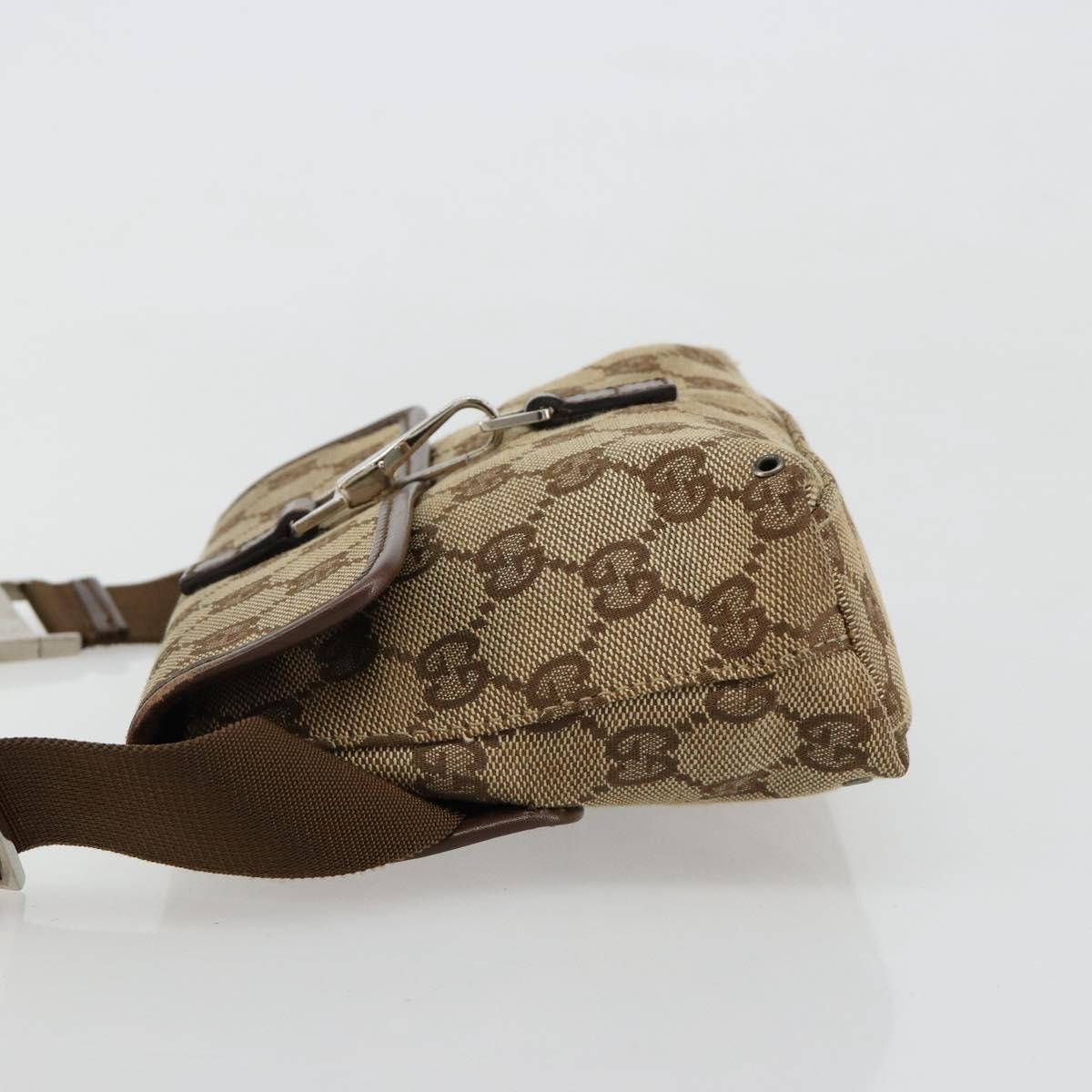 GUCCI GG Canvas Waist bag Beige Silver 92543 Auth ka4700