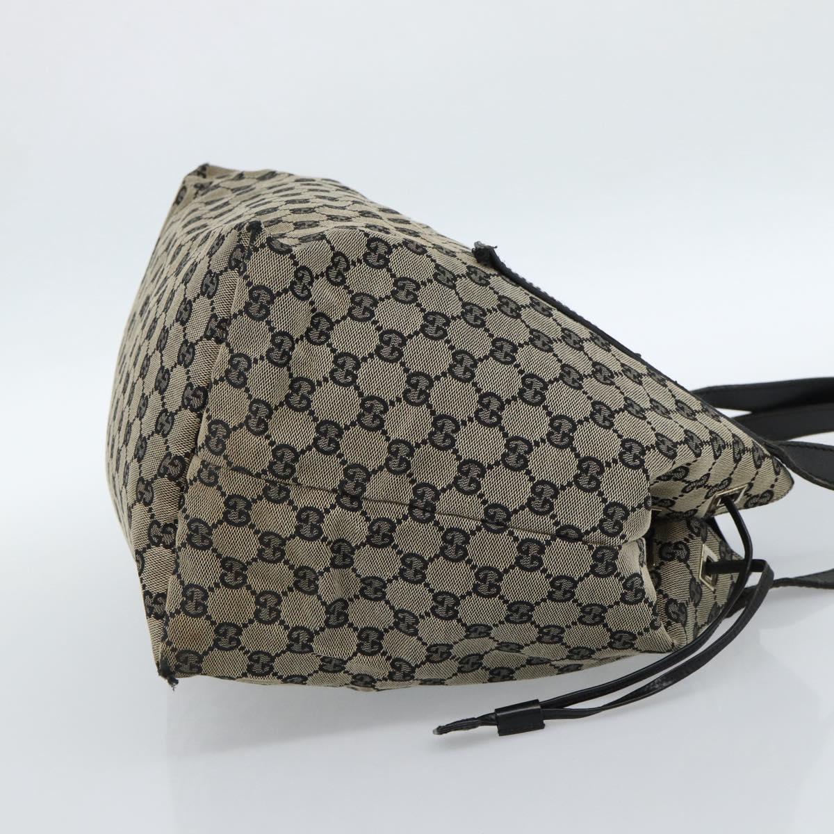 GUCCI GG Canvas Tote Bag Black Beige 019 0493 1669 Auth ka4701