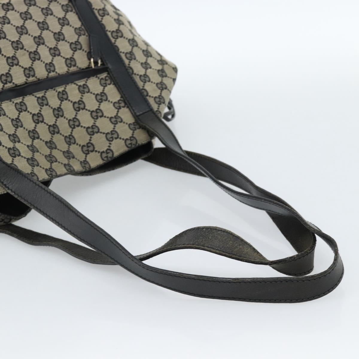 GUCCI GG Canvas Tote Bag Black Beige 019 0493 1669 Auth ka4701