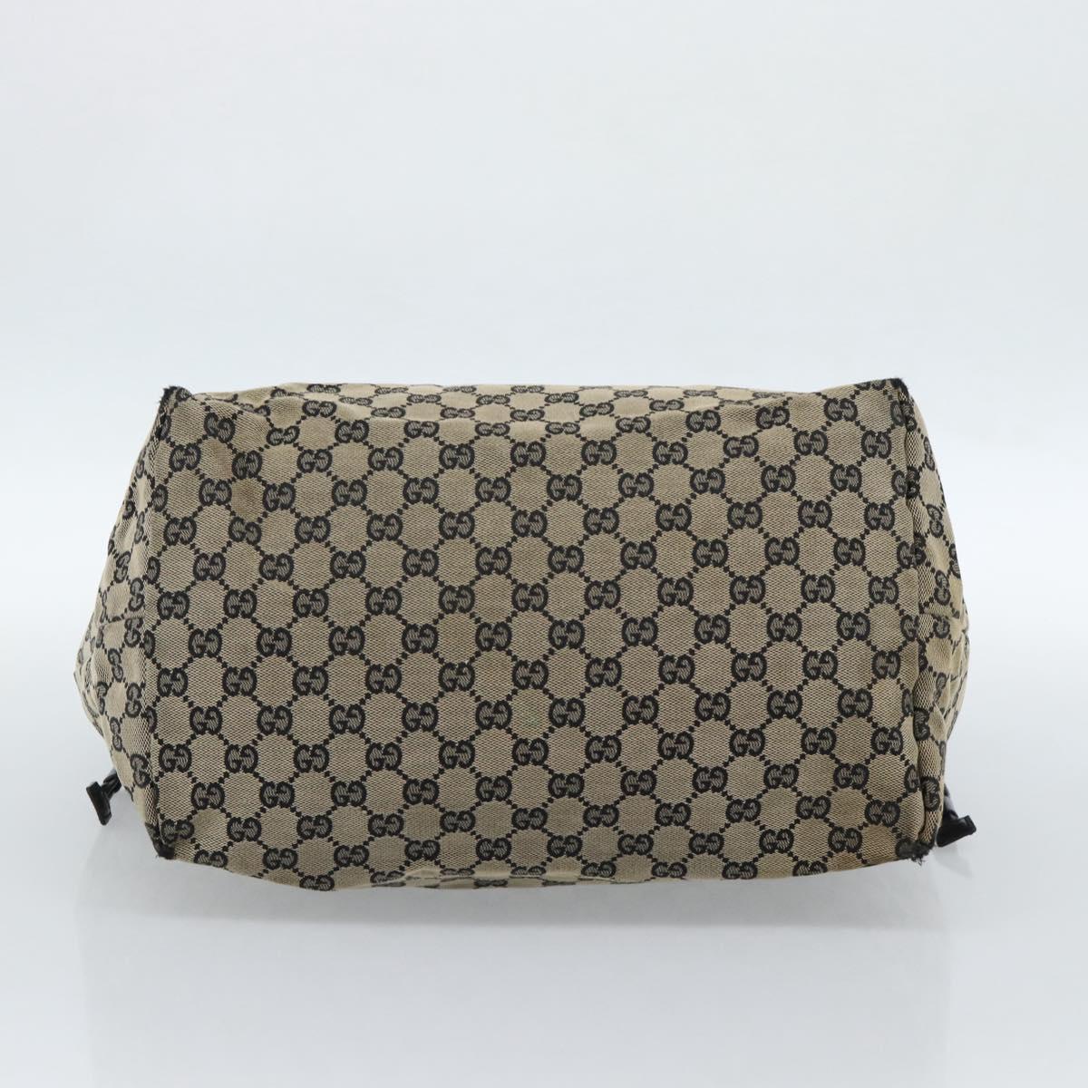 GUCCI GG Canvas Tote Bag Black Beige 019 0493 1669 Auth ka4701