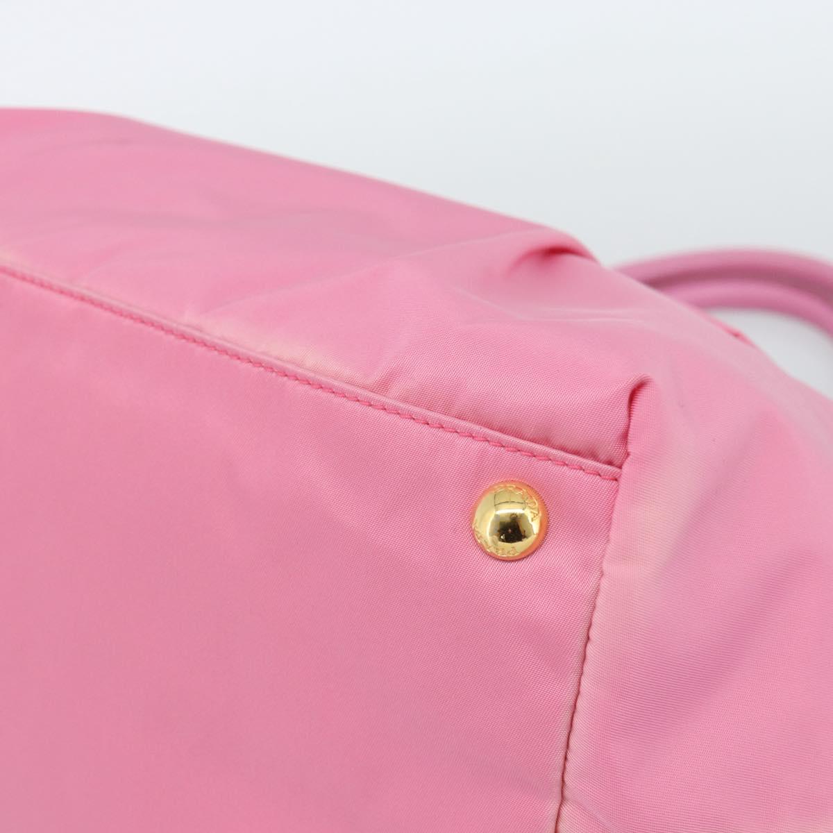 PRADA Hand Bag Nylon Pink Gold Auth ka4702A