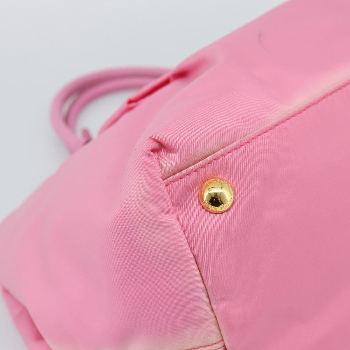 PRADA Hand Bag Nylon Pink Gold Auth ka4702A