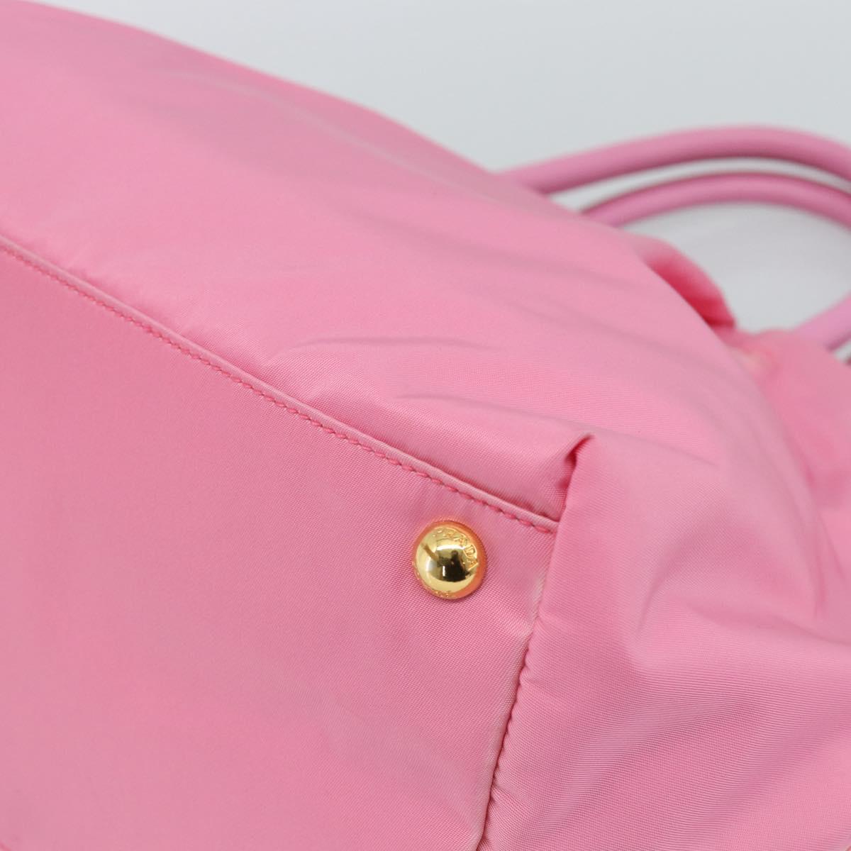 PRADA Hand Bag Nylon Pink Gold Auth ka4702A