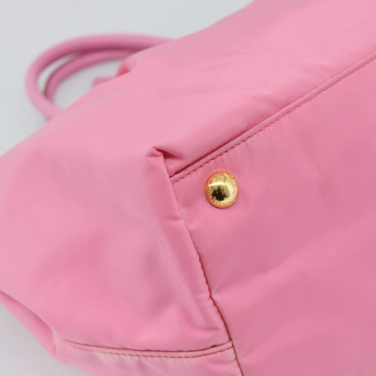 PRADA Hand Bag Nylon Pink Gold Auth ka4702A