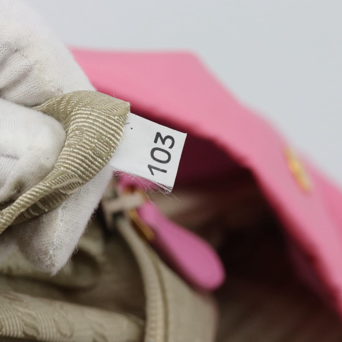 PRADA Hand Bag Nylon Pink Gold Auth ka4702A