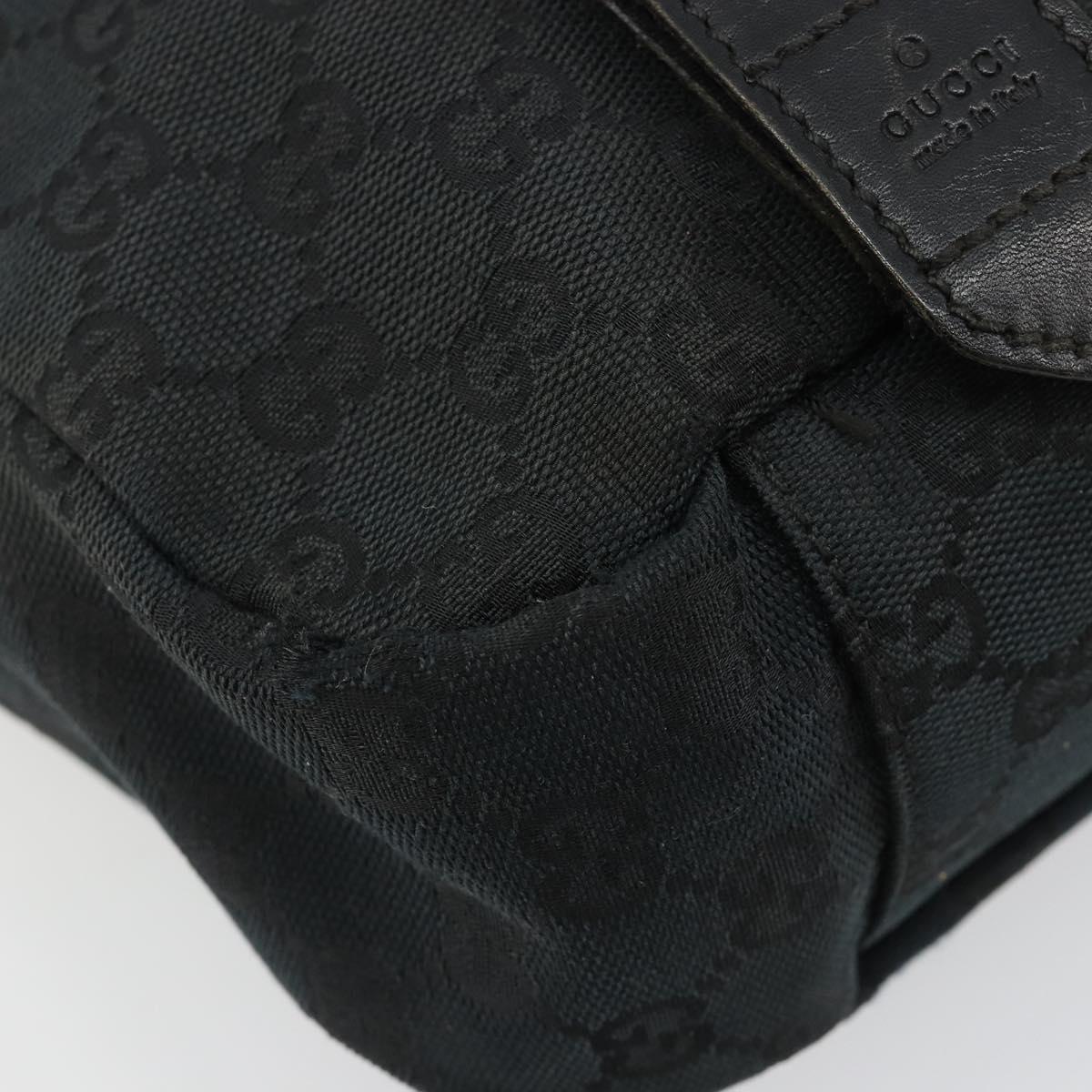 GUCCI GG Canvas Shoulder Bag Black Silver 145859 Auth ka4704