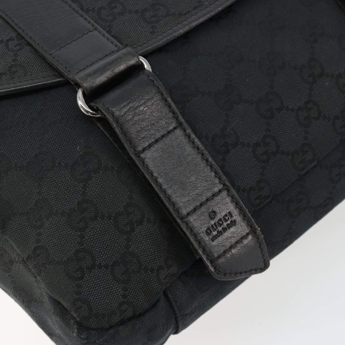 GUCCI GG Canvas Shoulder Bag Black Silver 145859 Auth ka4704