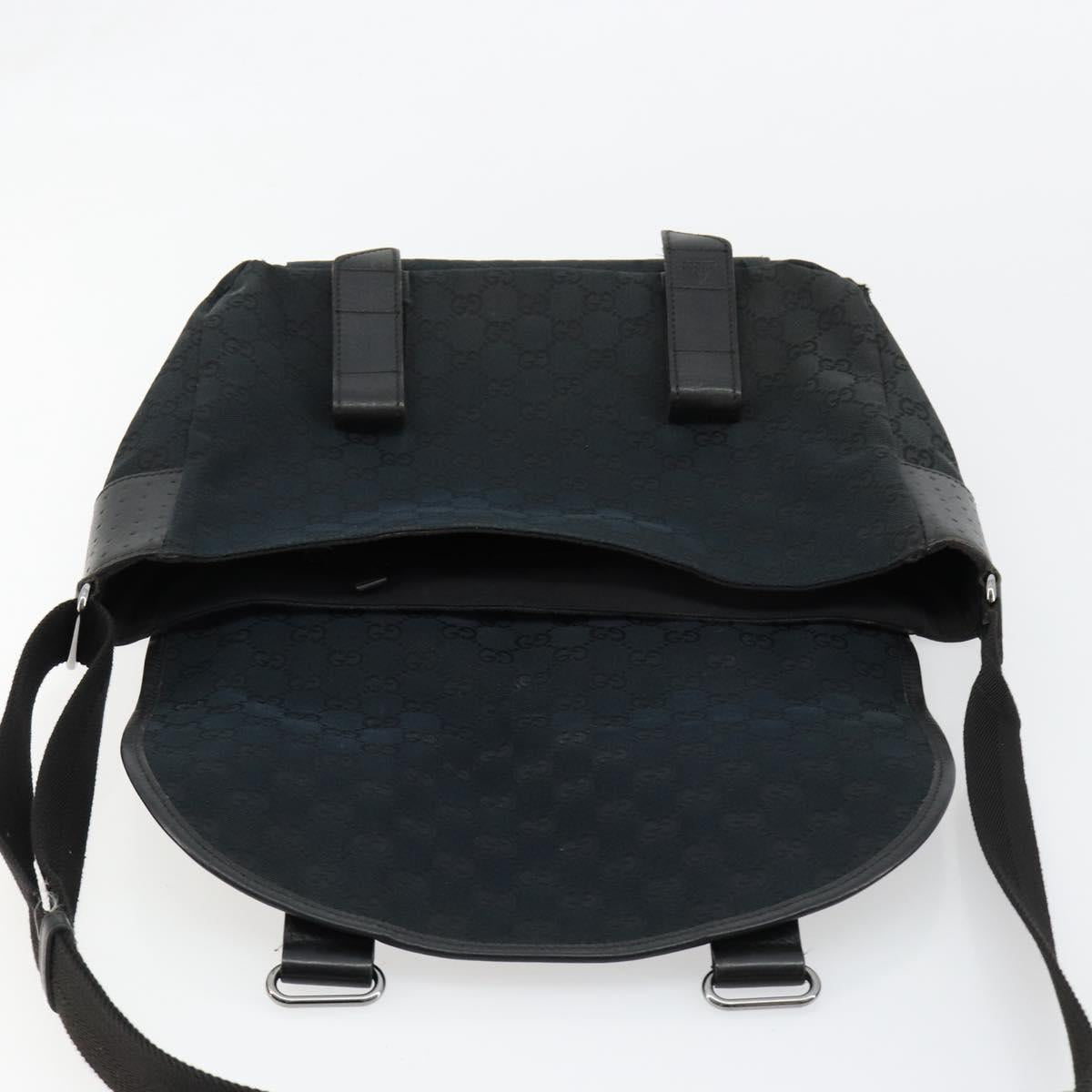 GUCCI GG Canvas Shoulder Bag Black Silver 145859 Auth ka4704