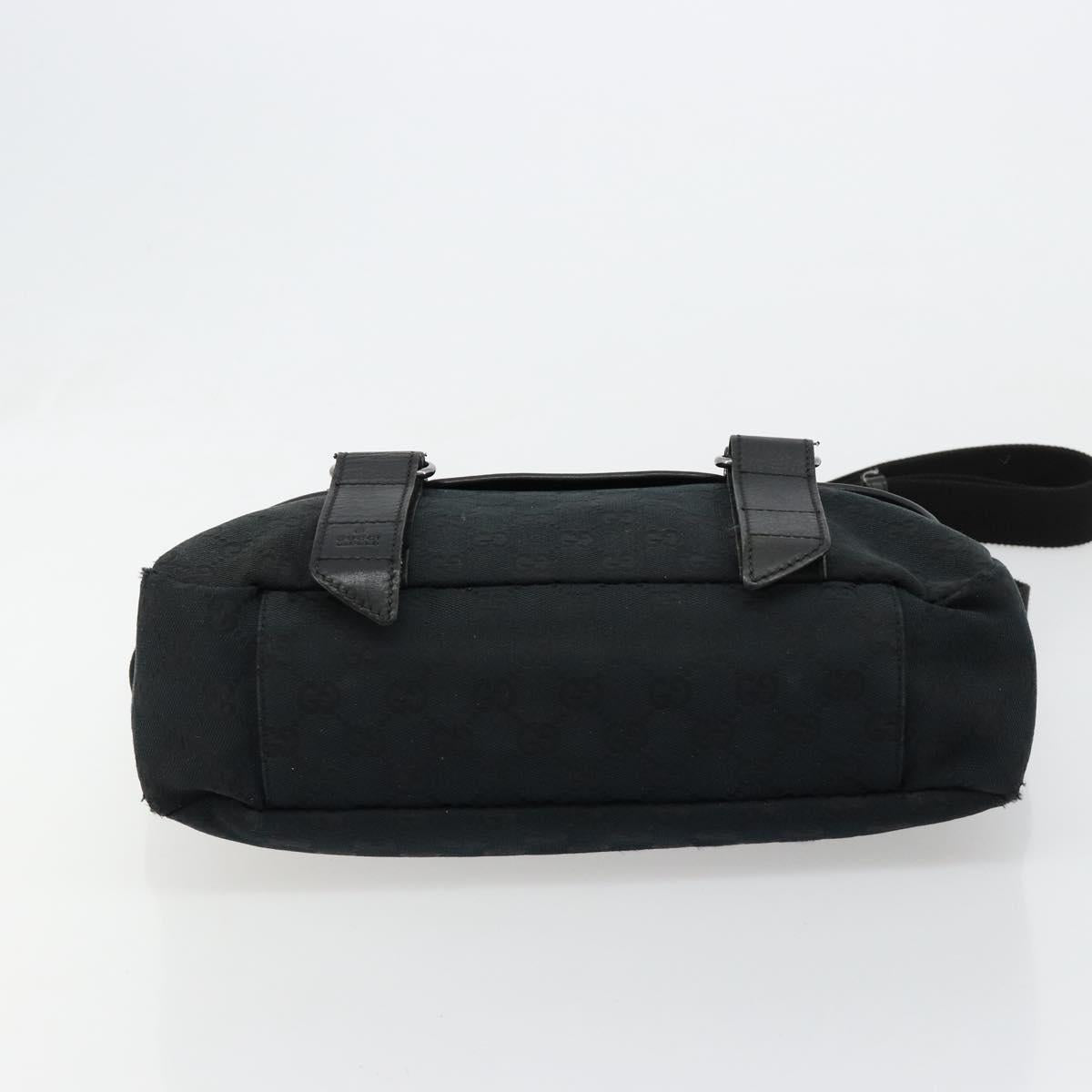 GUCCI GG Canvas Shoulder Bag Black Silver 145859 Auth ka4704