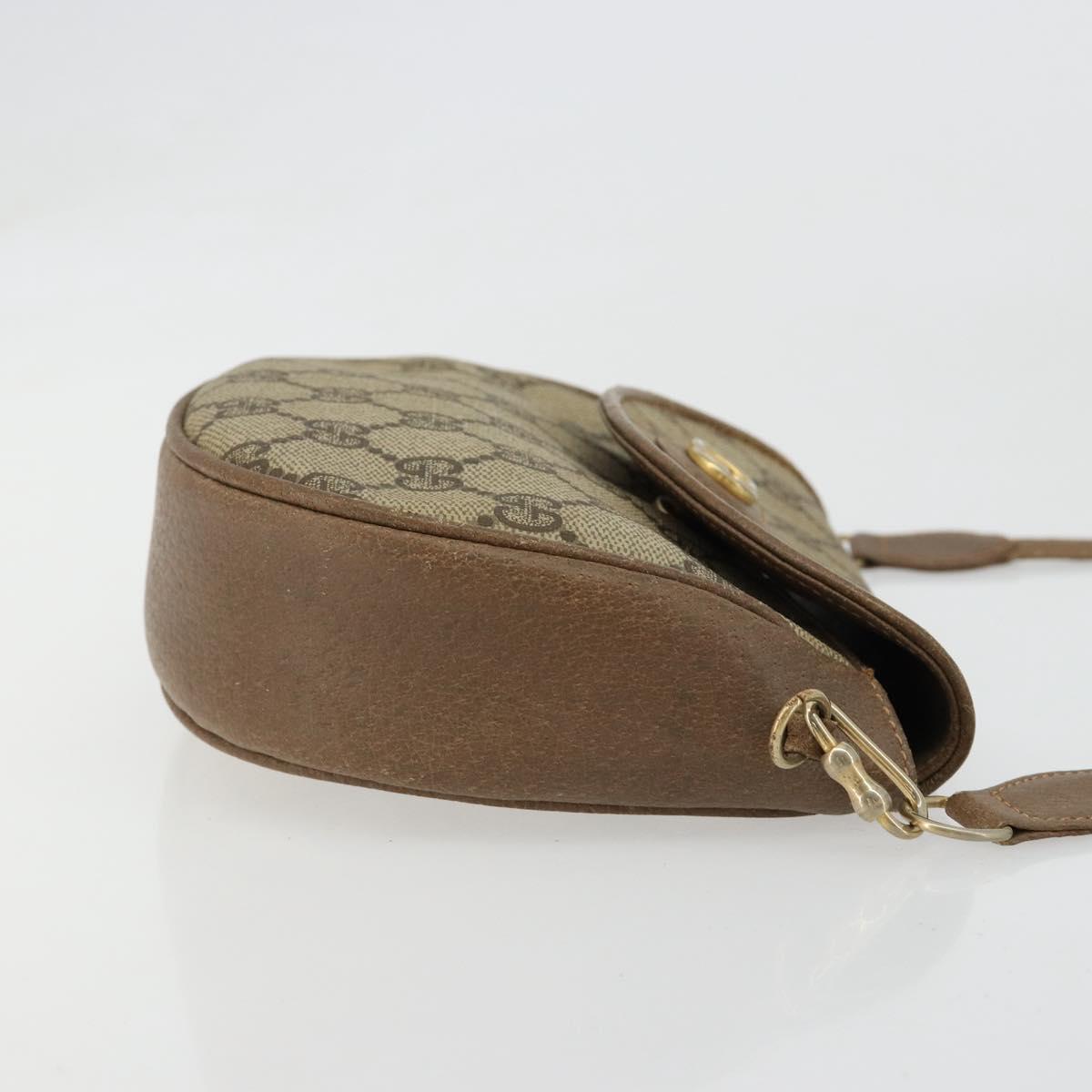 GUCCI GG Supreme Shoulder Bag PVC Beige Gold Auth ka4706