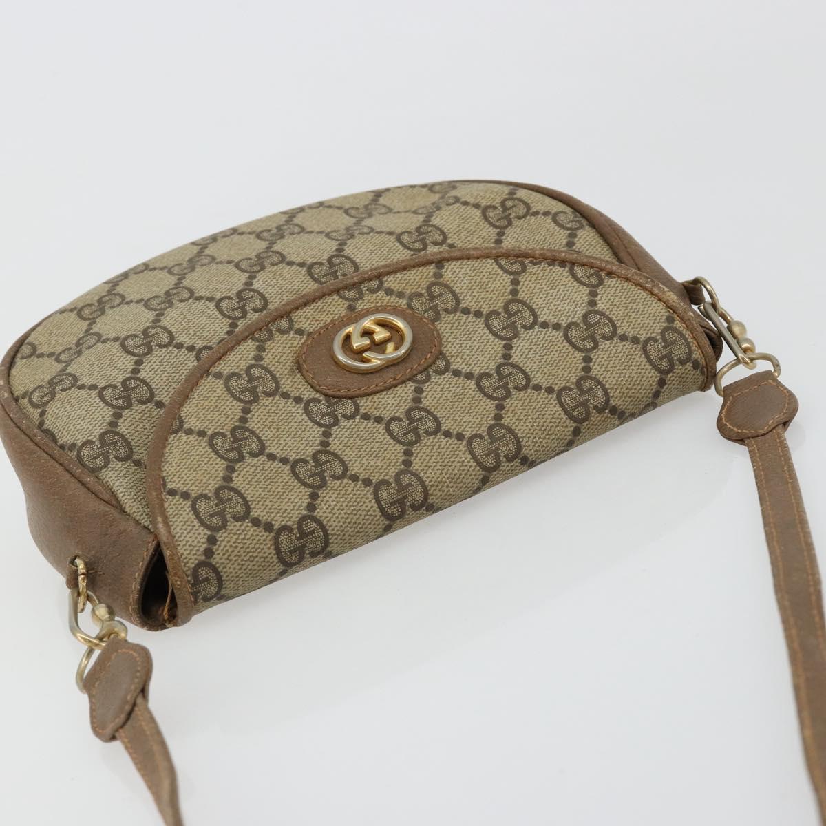GUCCI GG Supreme Shoulder Bag PVC Beige Gold Auth ka4706