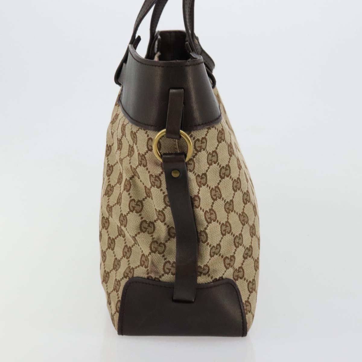 GUCCI GG Canvas Hand Bag Beige Gold 106251 Auth ka4707
