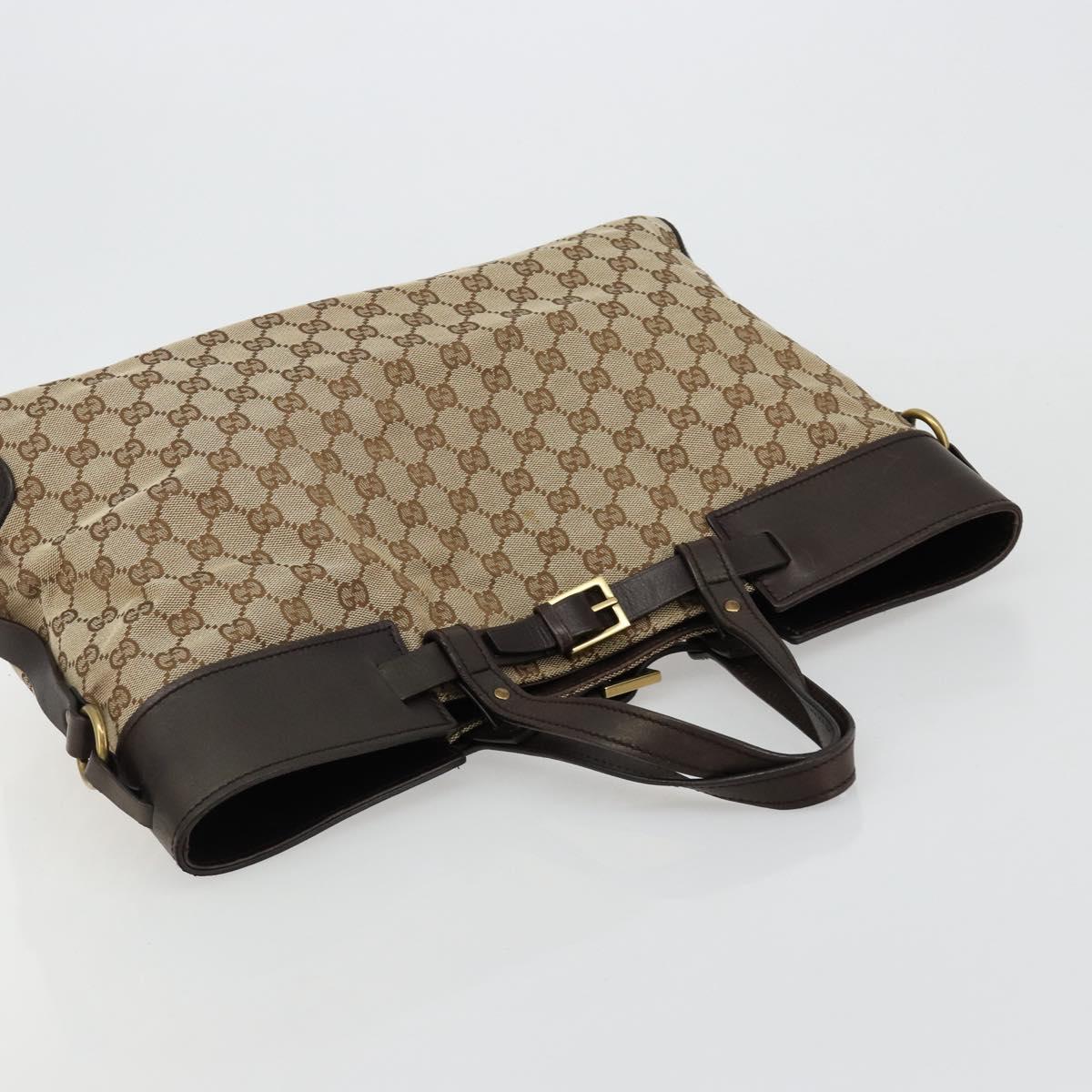 GUCCI GG Canvas Hand Bag Beige Gold 106251 Auth ka4707