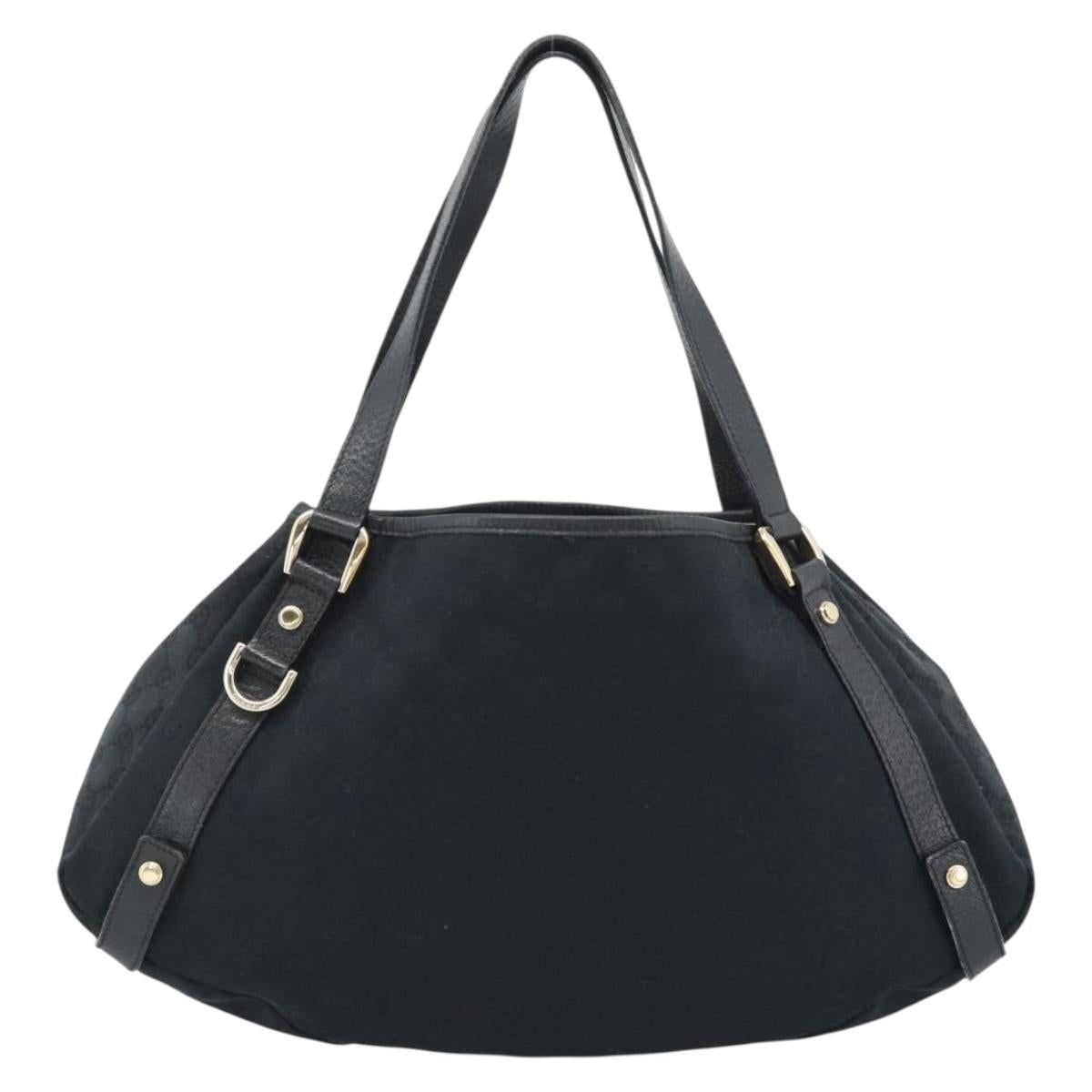 GUCCI GG Canvas Hand Bag Black Gold 130736 Auth ka4724A